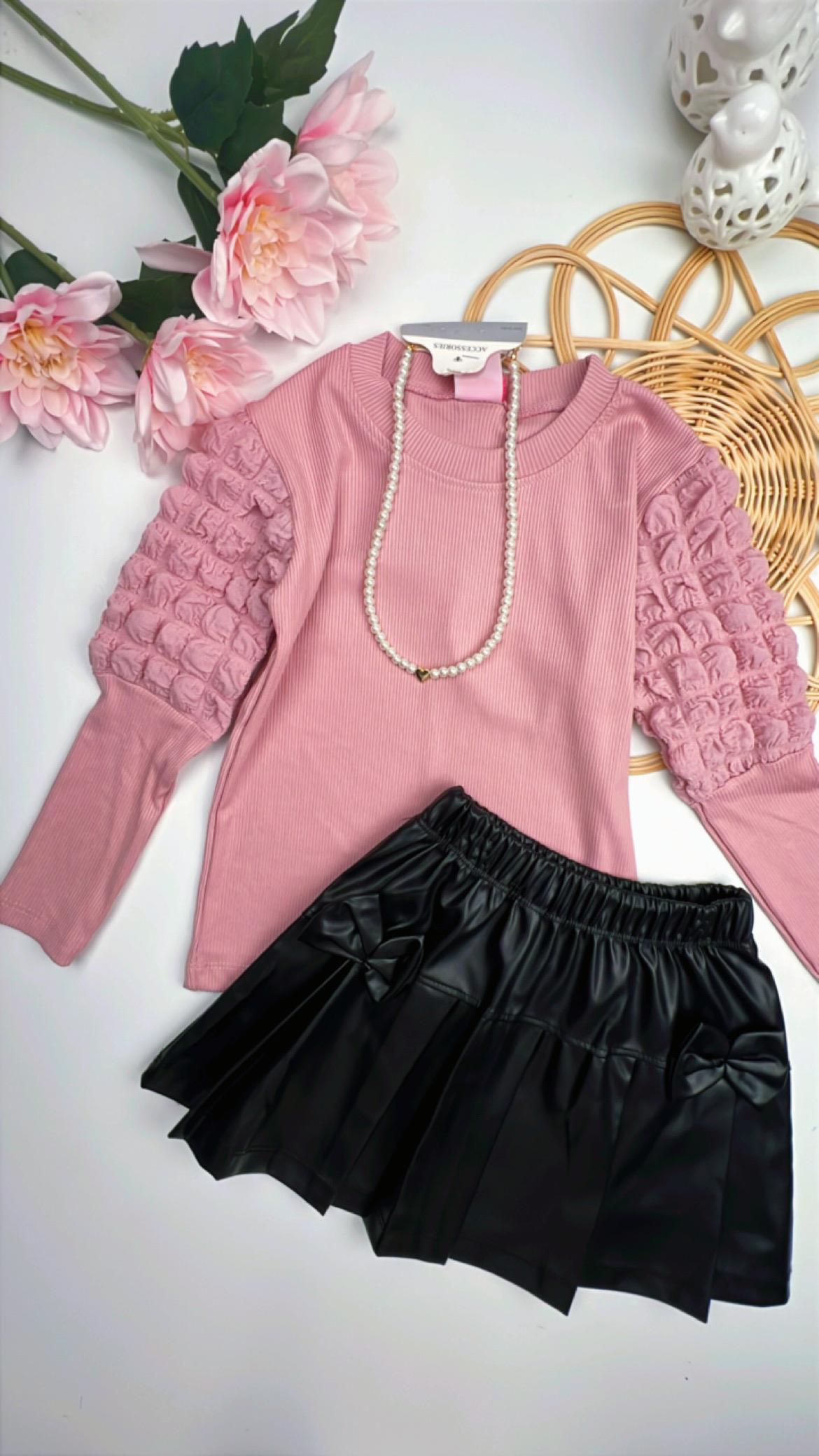 İnci Kolyeli Takım Pembe