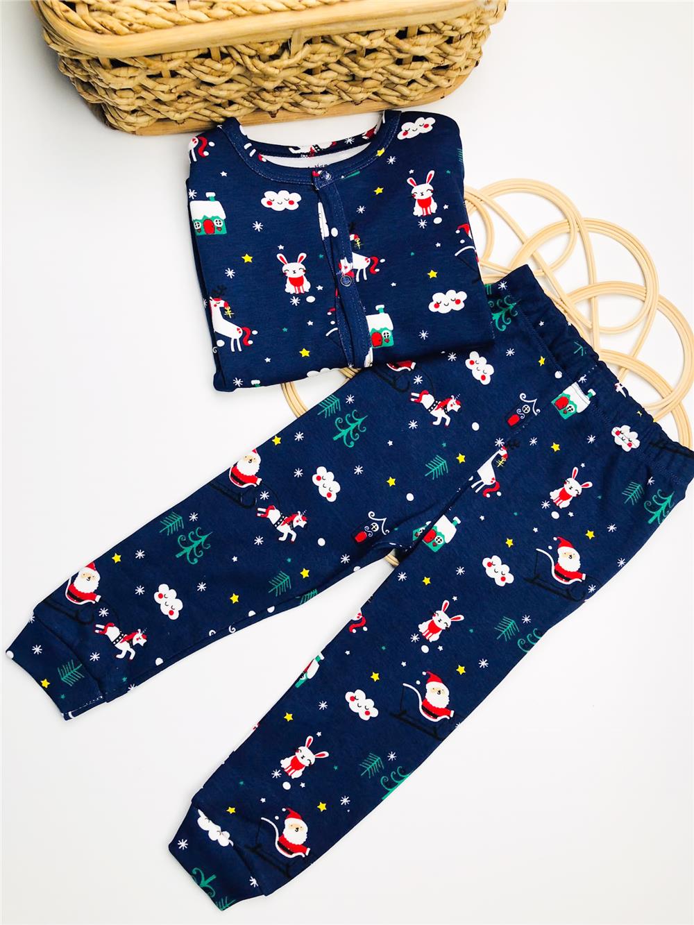 Yılbaşı Pijama Takımı-Lacivert