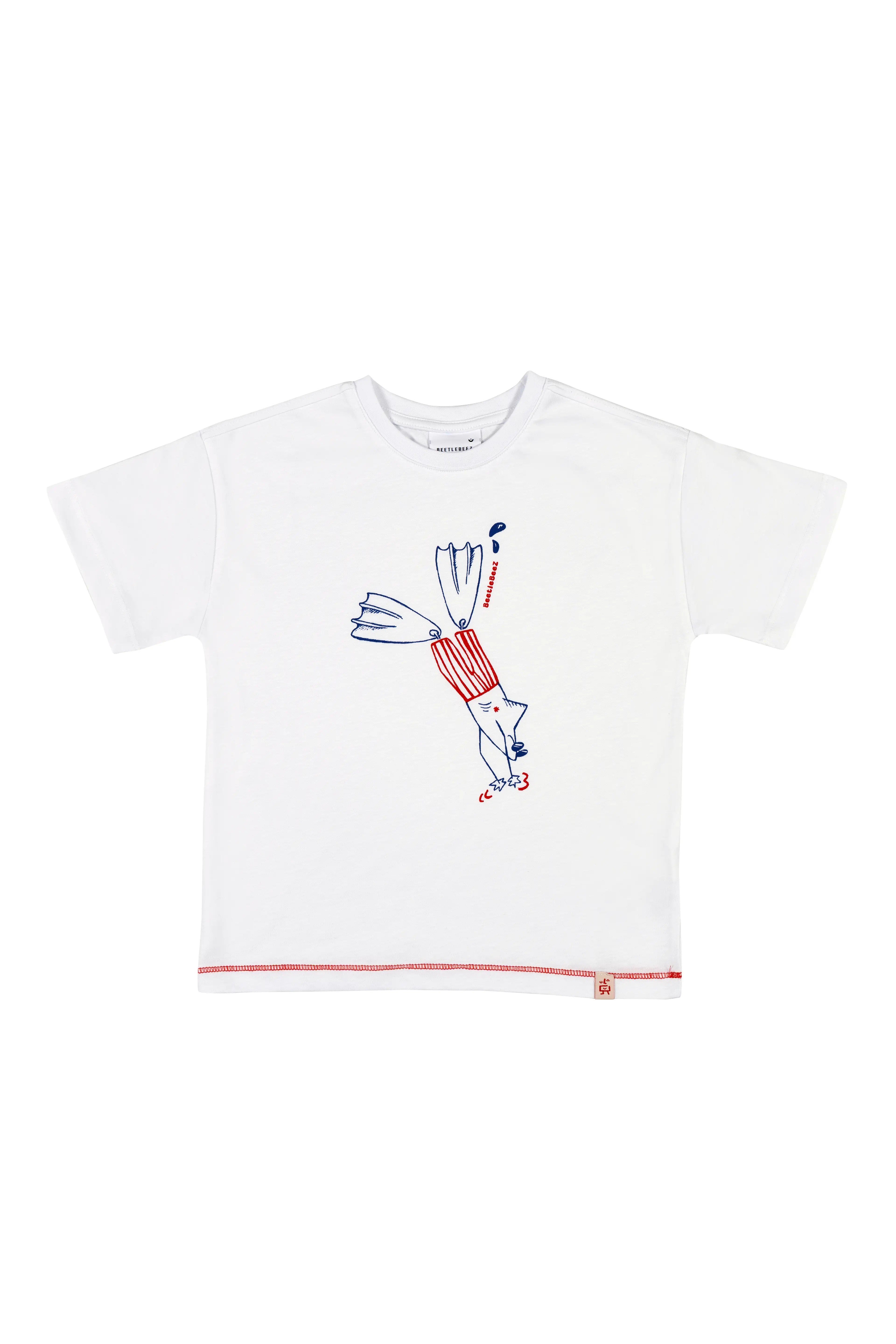 BeetleBeez-Cool Shark Oversize T-Shirt - Beyaz