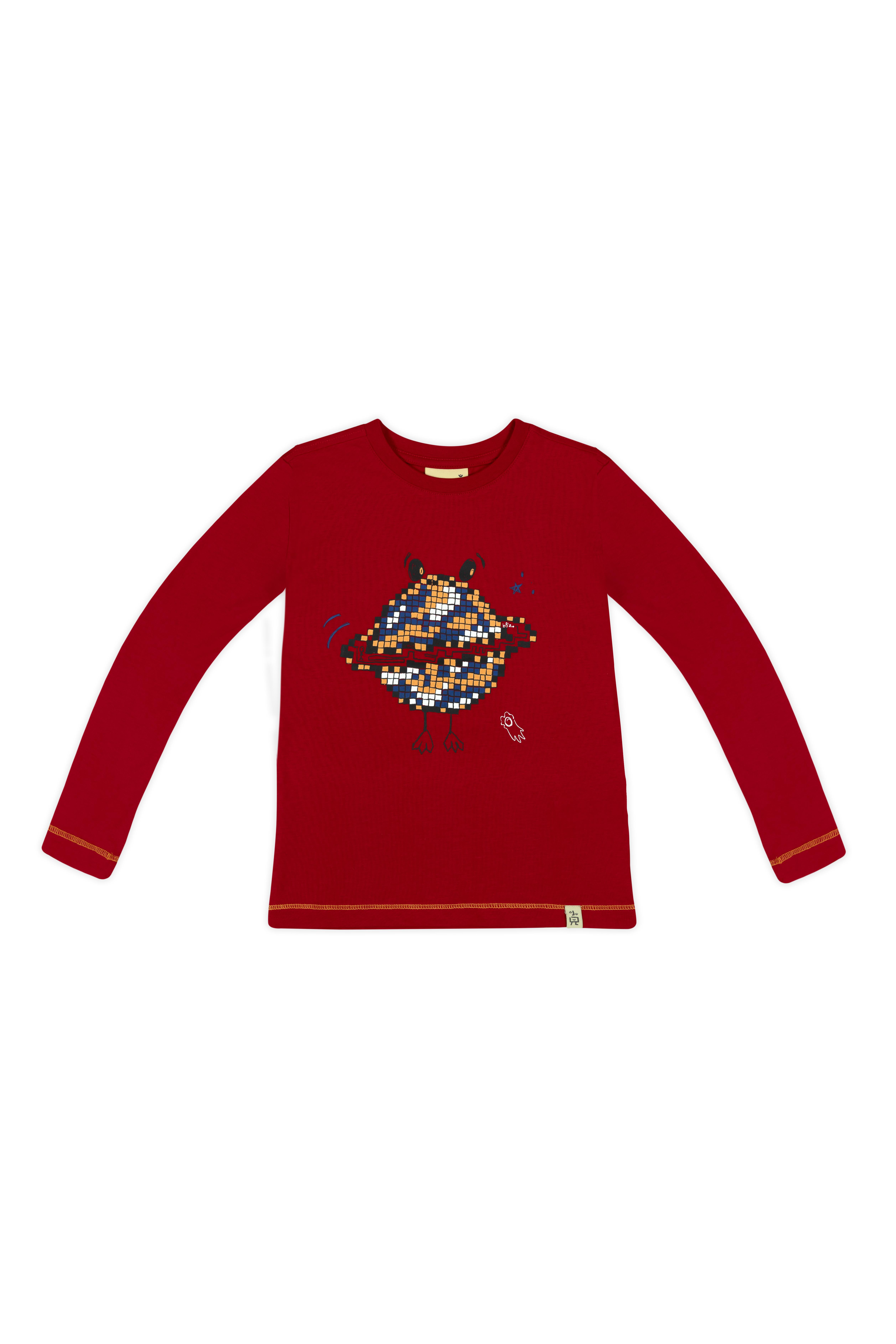 BeetleBeez-Dancing Planet Uzun Kollu Tshirt-Kırmızı