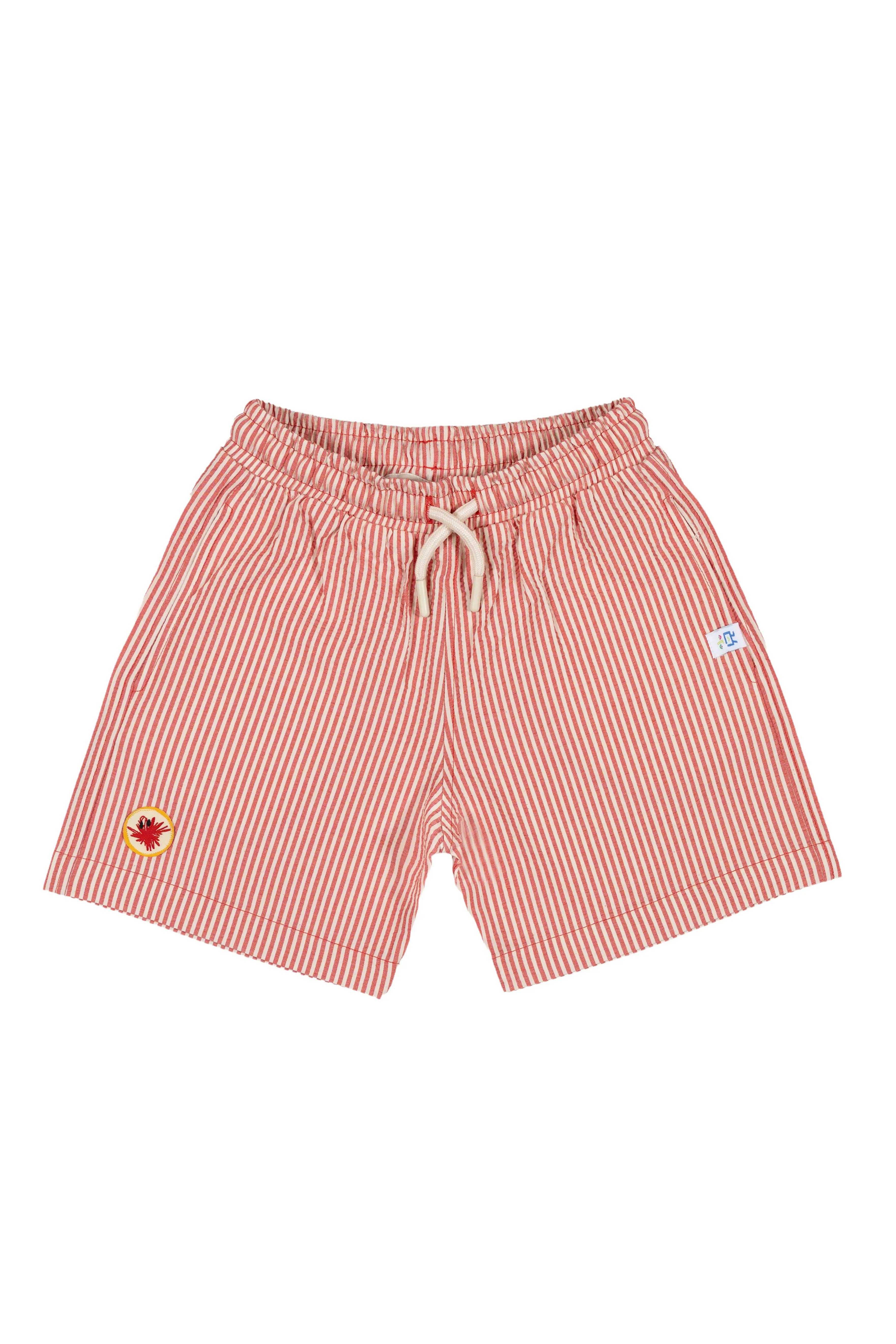 BeetleBeez-Happy Stripes Çizgili Dokuma Şort - Kırmızı