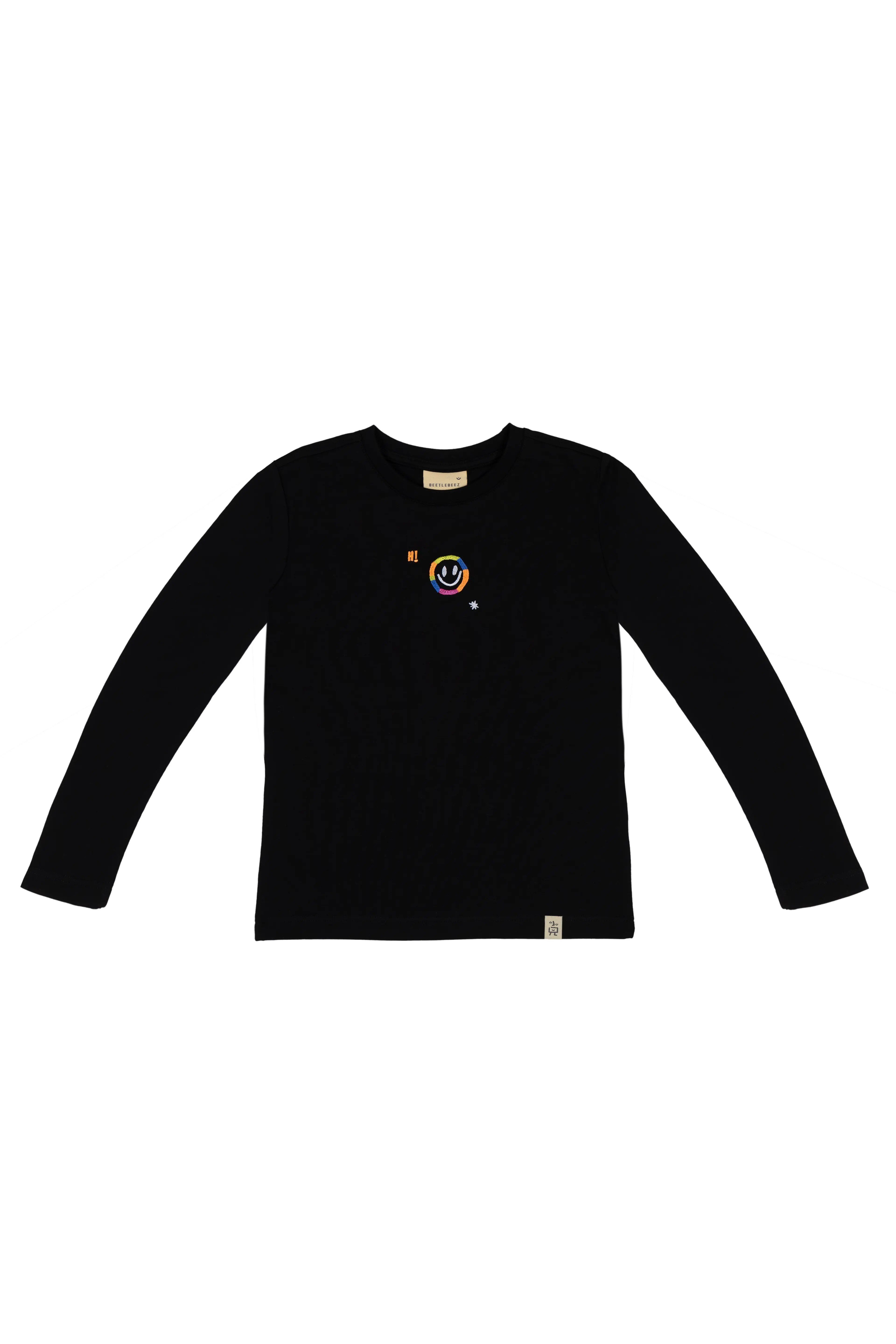 BeetleBeez- Hi Smiley Uzun Kollu T-Shirt - Siyah
