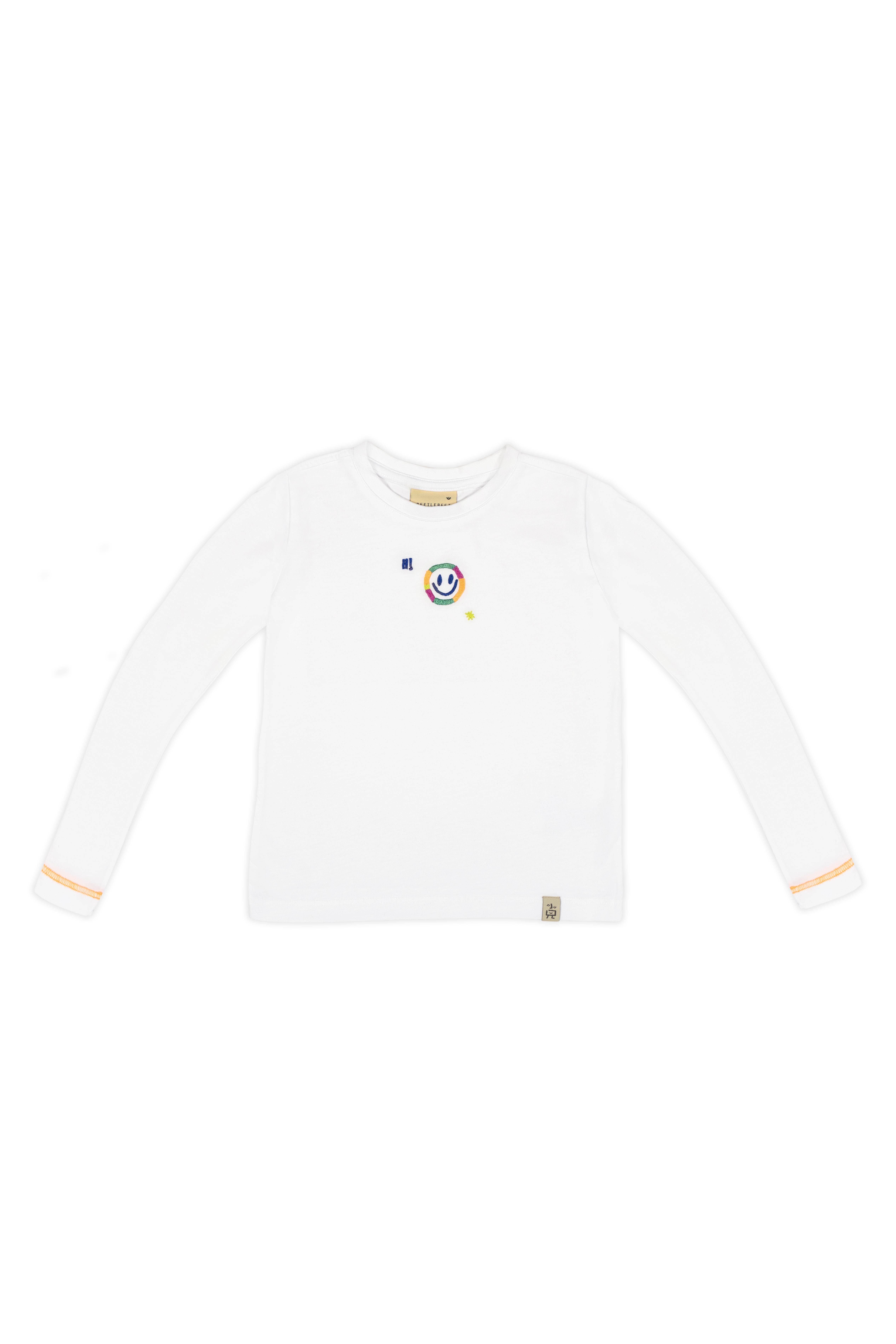 BeetleBeez- Hi Smiley Uzun Kollu Tshirt-Beyaz