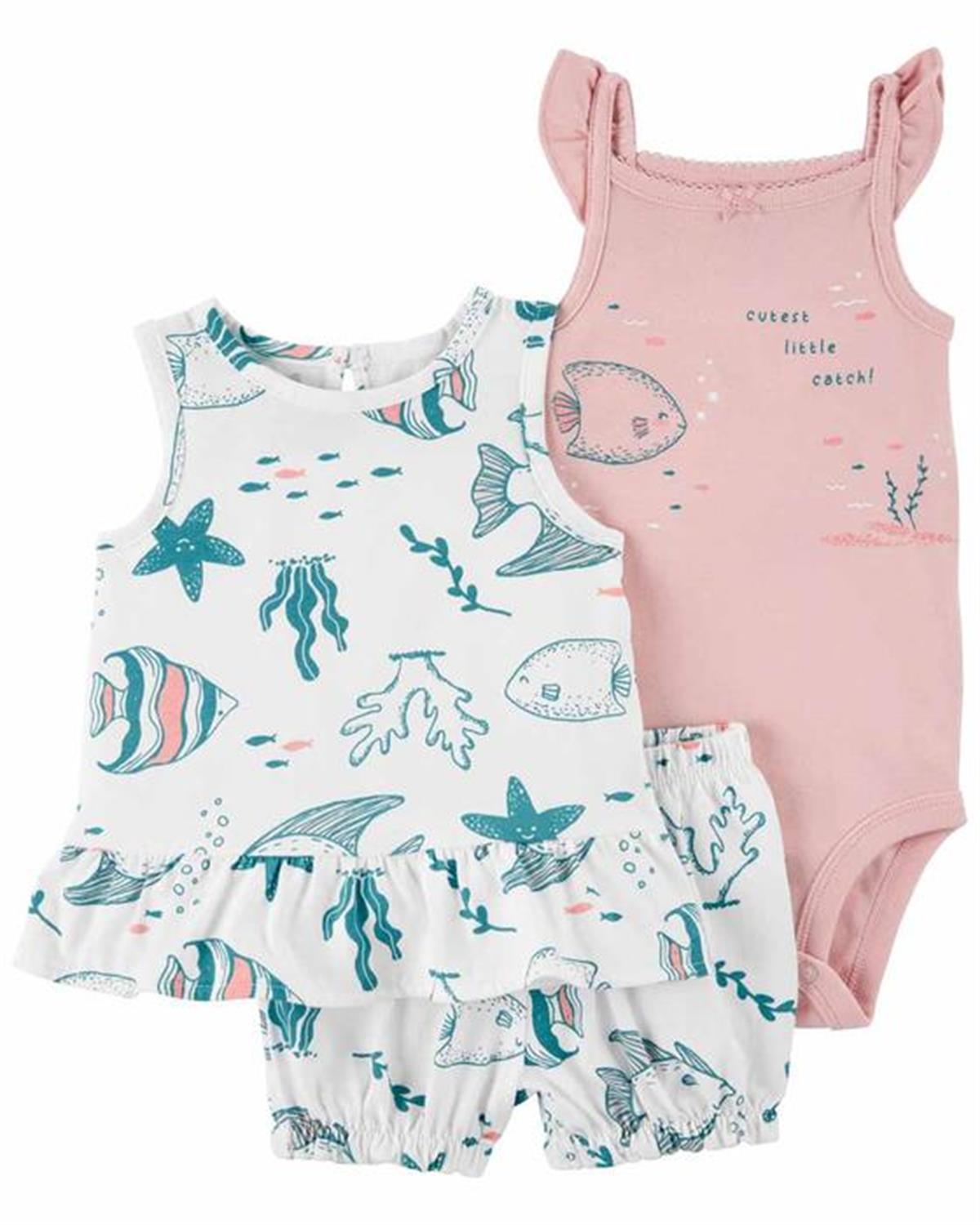 Carter's Kız Bebek Elbiseli 3'lü Set