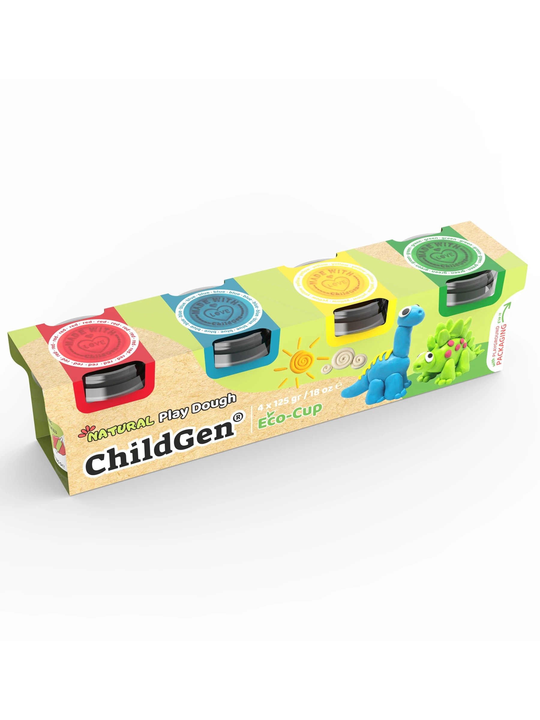 ChildGen 4'lü 125gr Standart Oyun Hamuru Seti (4X125GR) (Mavi,Sarı,Yeşil,Kırmızı)