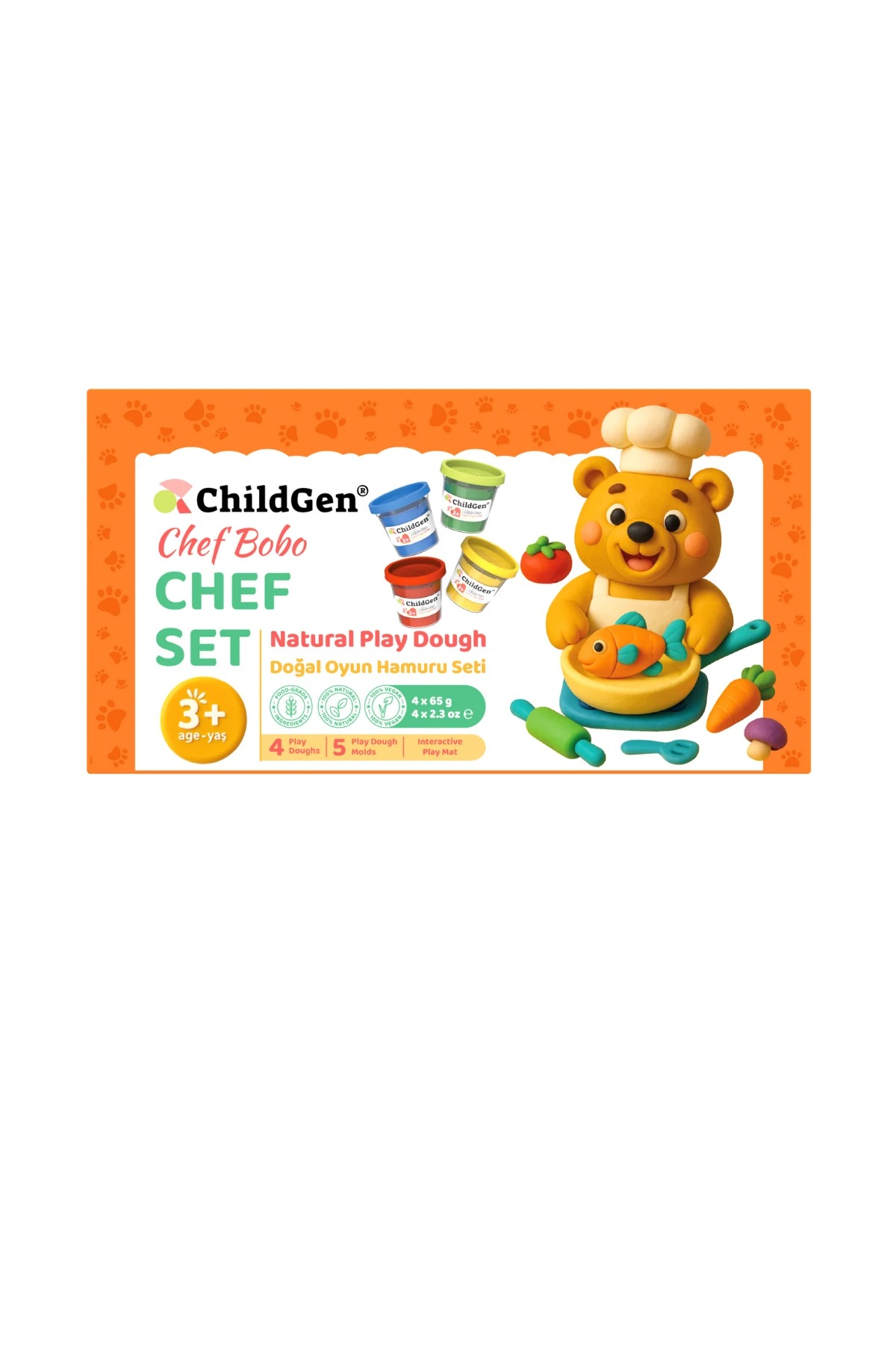 ChildGen Doğal Oyun Hamuru Sevimli Patiler - Şef Set
