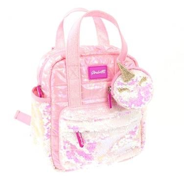 Girabrilla-Puffer Mini Sırt Çantası-Unicorn Anahtarlıklı-Turkuaz Pembe