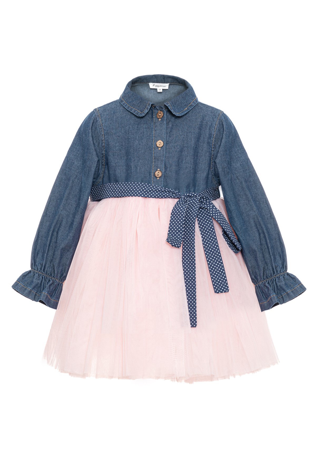 Happy & Mini- Aisha Denim Dress Pink Tulle