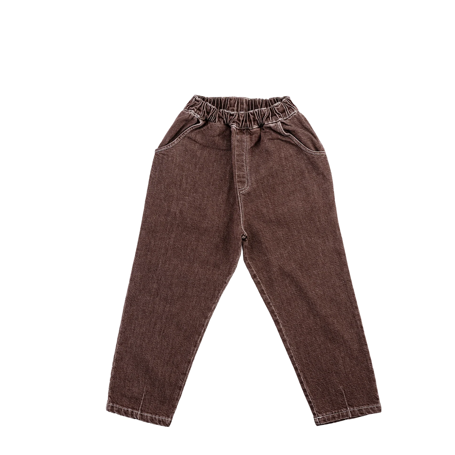 Little Yucca-Slouchy Denim Pantolon-Mor Kahve