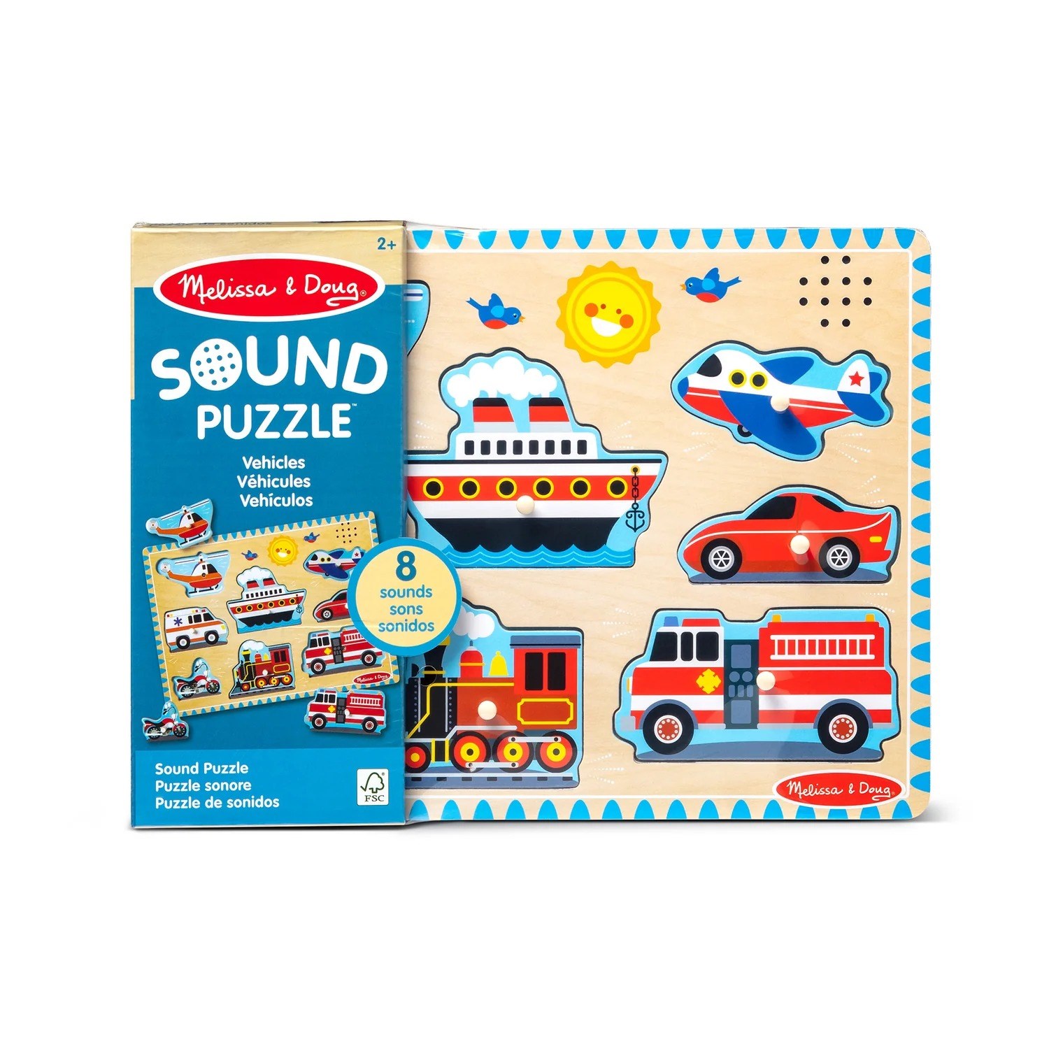 Melissa Doug-Ahşap Sesli Puzzle-Araçlar(yeni)
