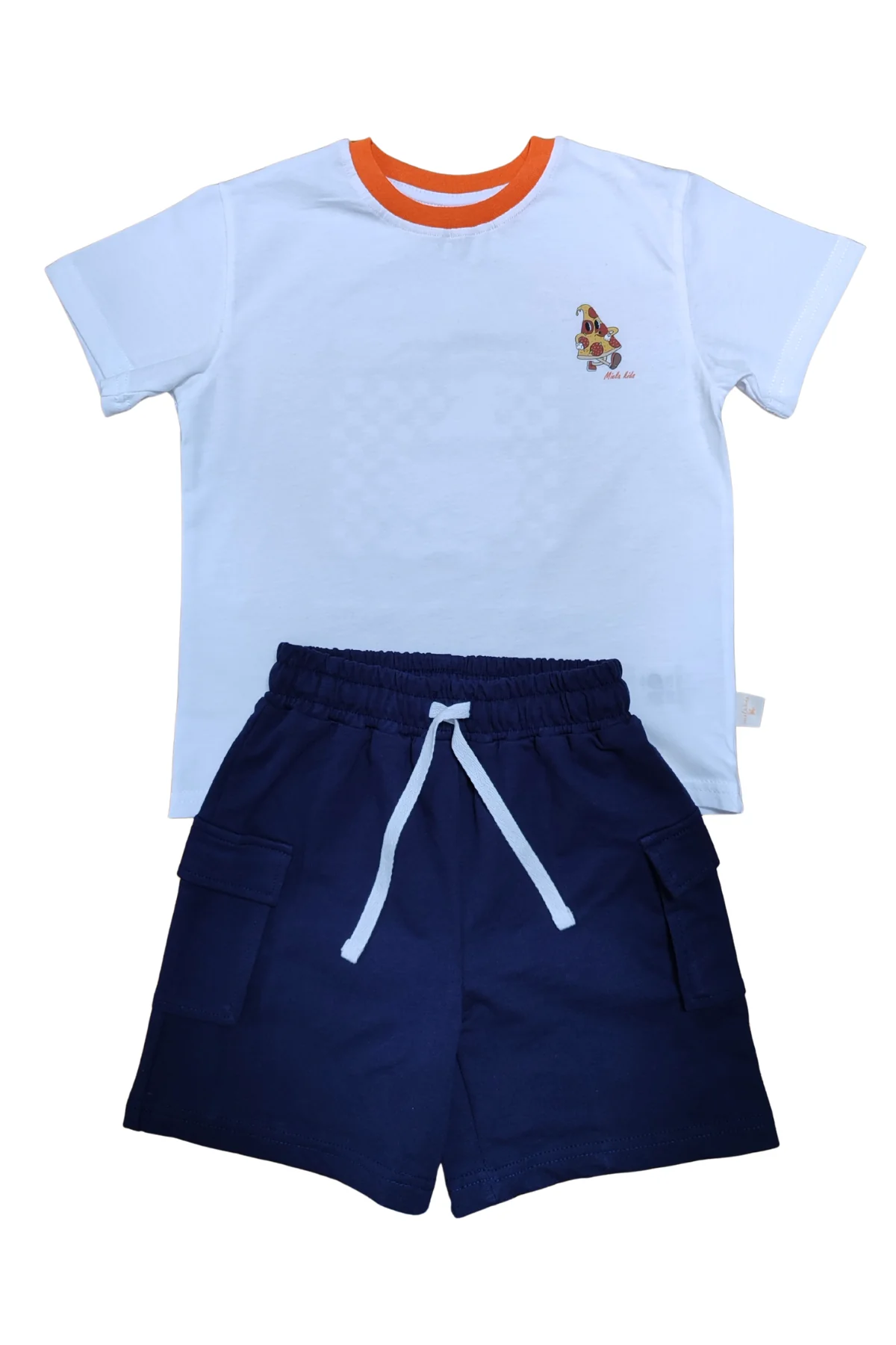 Mielakids-Pizza Baskılı Oversize Tişört ve Şort Takım