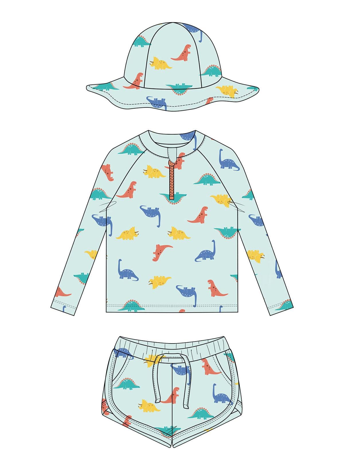 Mielakids Uzun Kollu Mayo Set-Dinoland-Mint
