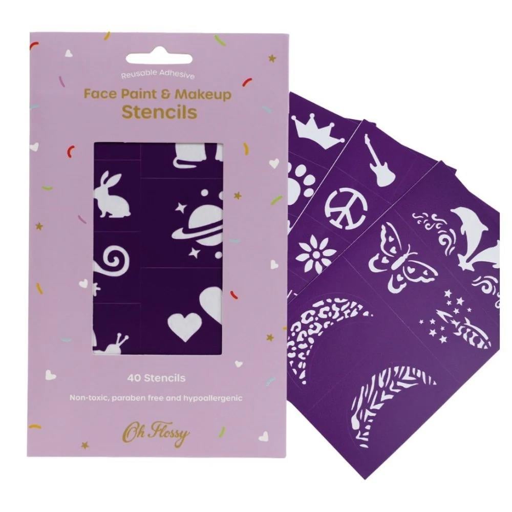 Oh Flossy Yapışkanlı ve Tekrar Kullanılabilen Yüz Boyama ve Makyaj Kalıbı-Purple