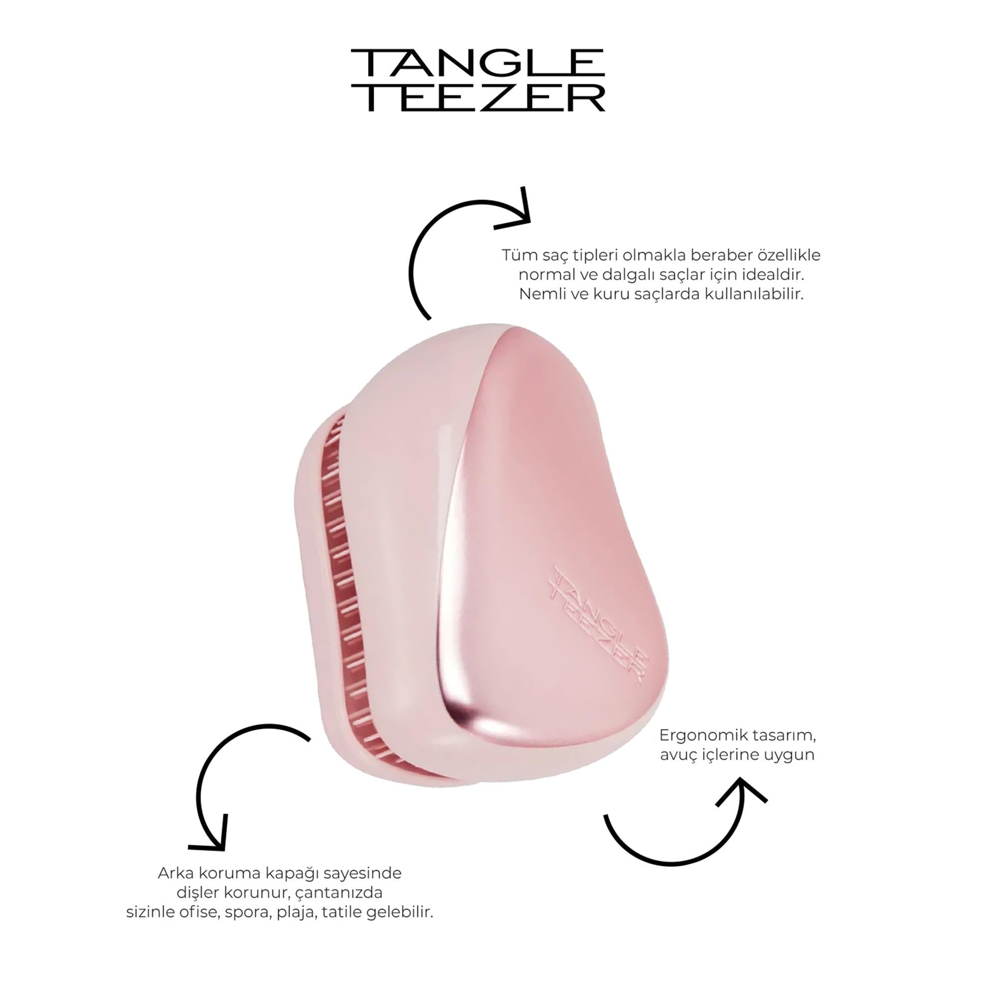 Tangle Teezer-Compact Styler Saç Fırçası-Pink Matte Chrome