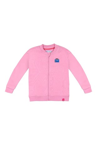 BeetleBeez- Curious Eyes Fermuarlı Sweatshirt - Pembe