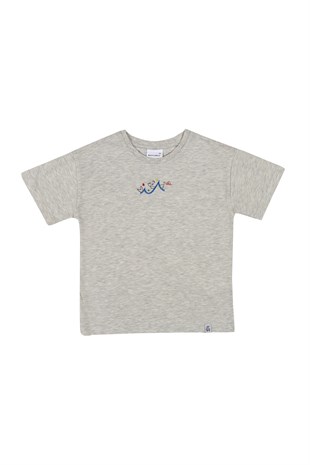 BeetleBeez-Follow the Lines Oversize T-Shirt - Gri Melanj