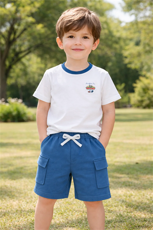 Mielakids-Cartoon Baskılı Oversize Tişört ve Şort Takım