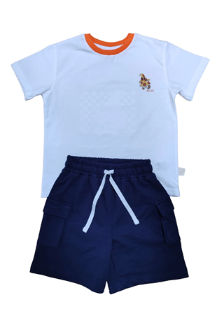 Mielakids-Pizza Baskılı Oversize Tişört ve Şort Takım