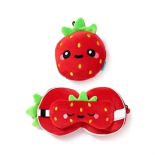 Relaxeazzz Elidi The Strawberry Foodiemals Plush Travel Pillow & Eye Mask
