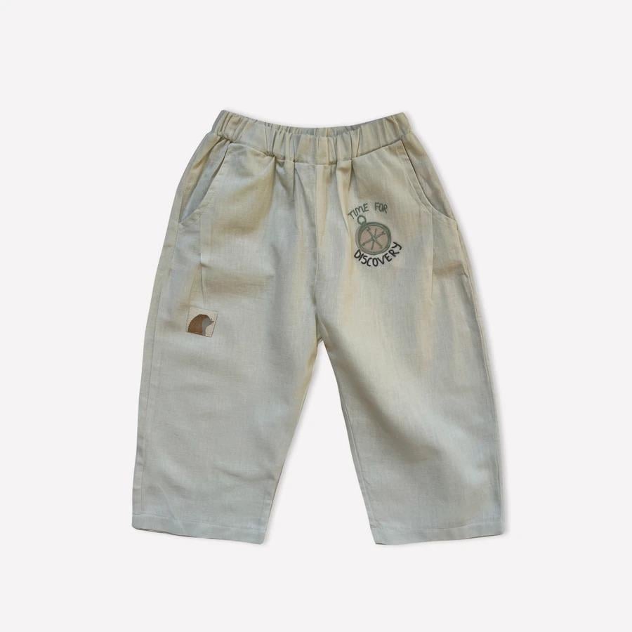 Auntie Me Organik Willow Gray ‘Compass' Dokuma Pantolon
