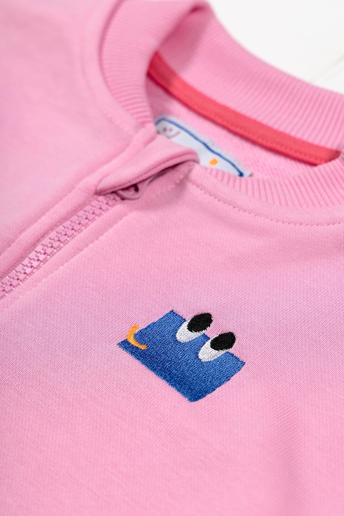 BeetleBeez- Curious Eyes Fermuarlı Sweatshirt - Pembe