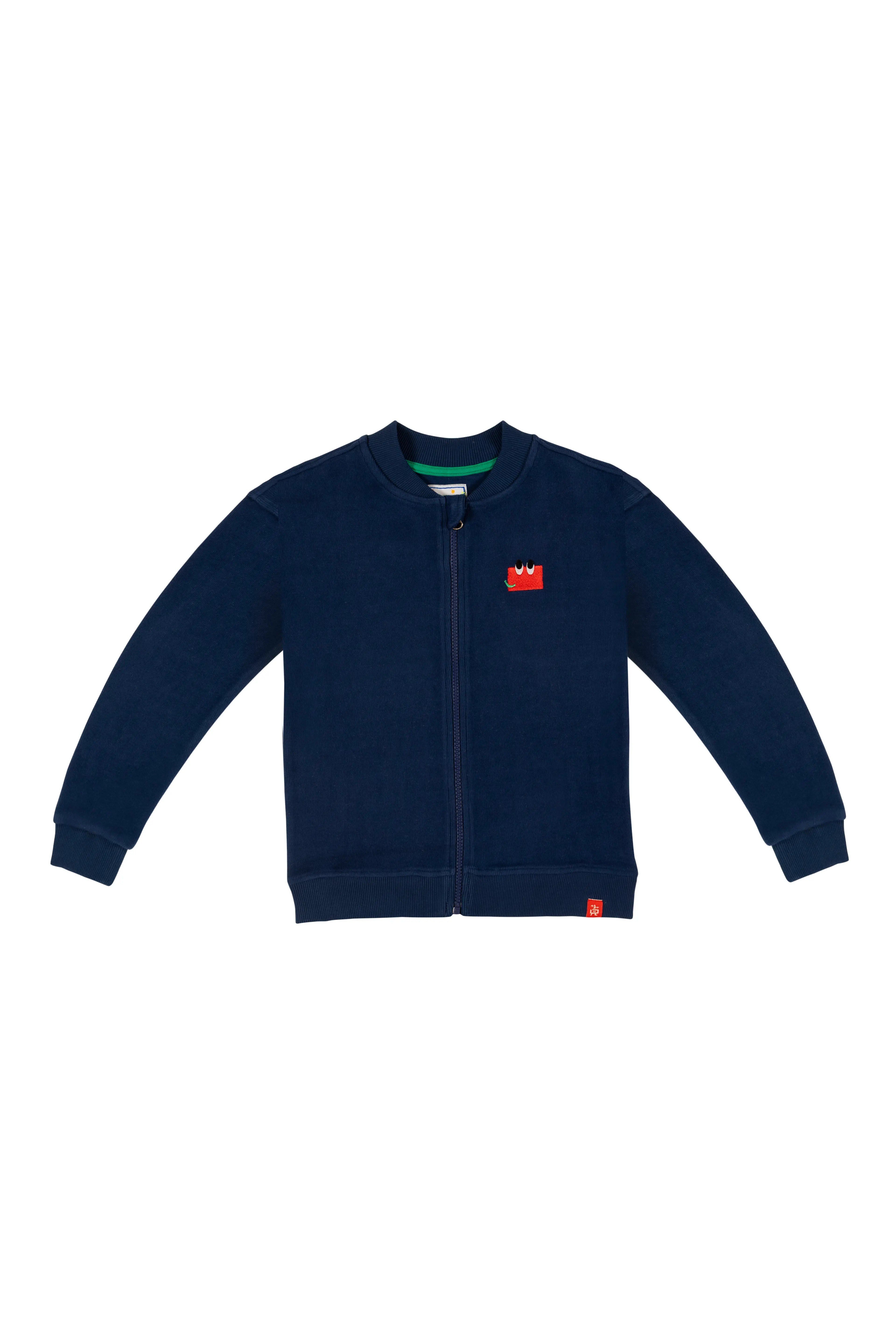 BeetleBeez- Curious Eyes Yumuşak Dokulu Fermuarlı Sweatshirt - Lacivert