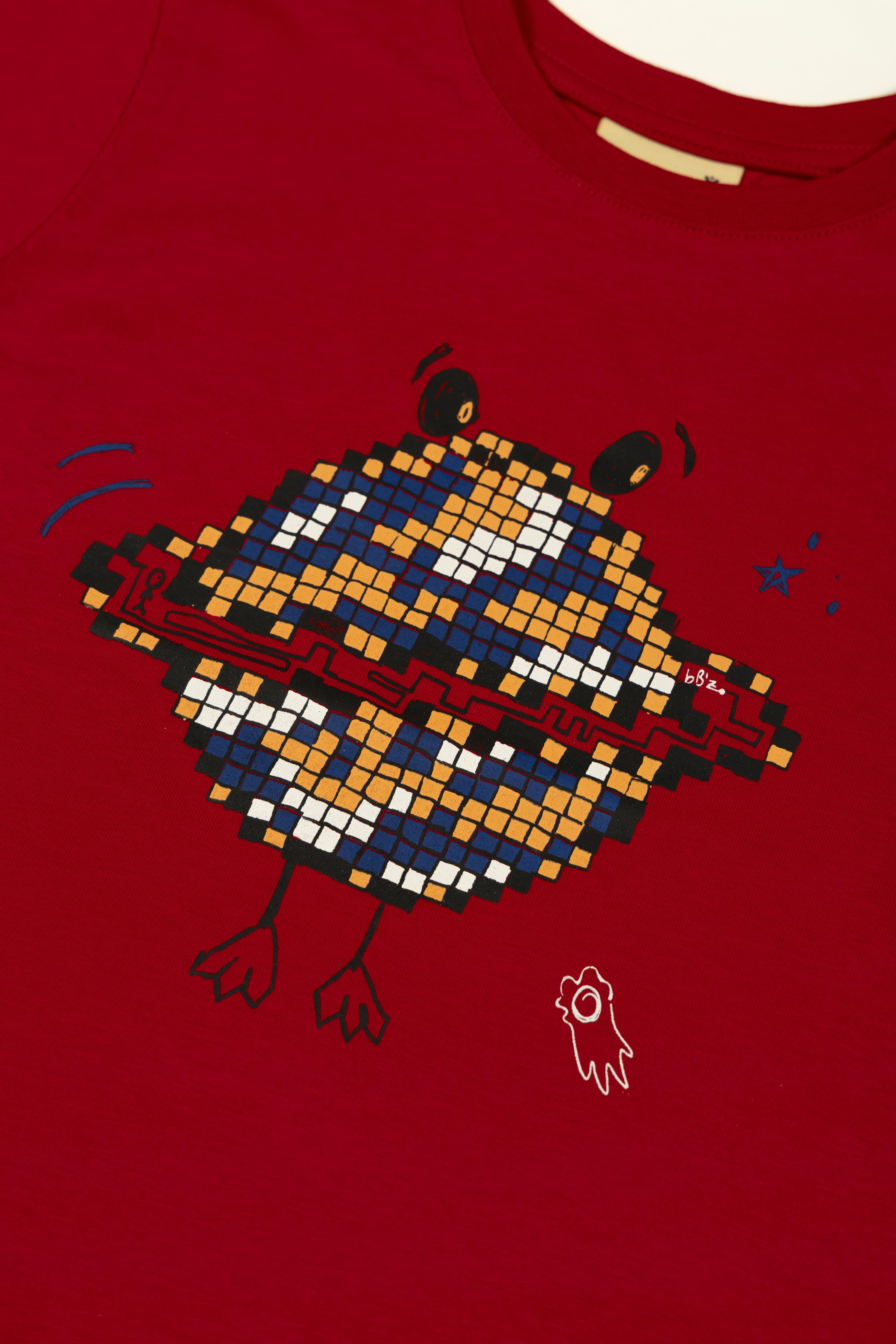 BeetleBeez-Dancing Planet Uzun Kollu Tshirt-Kırmızı