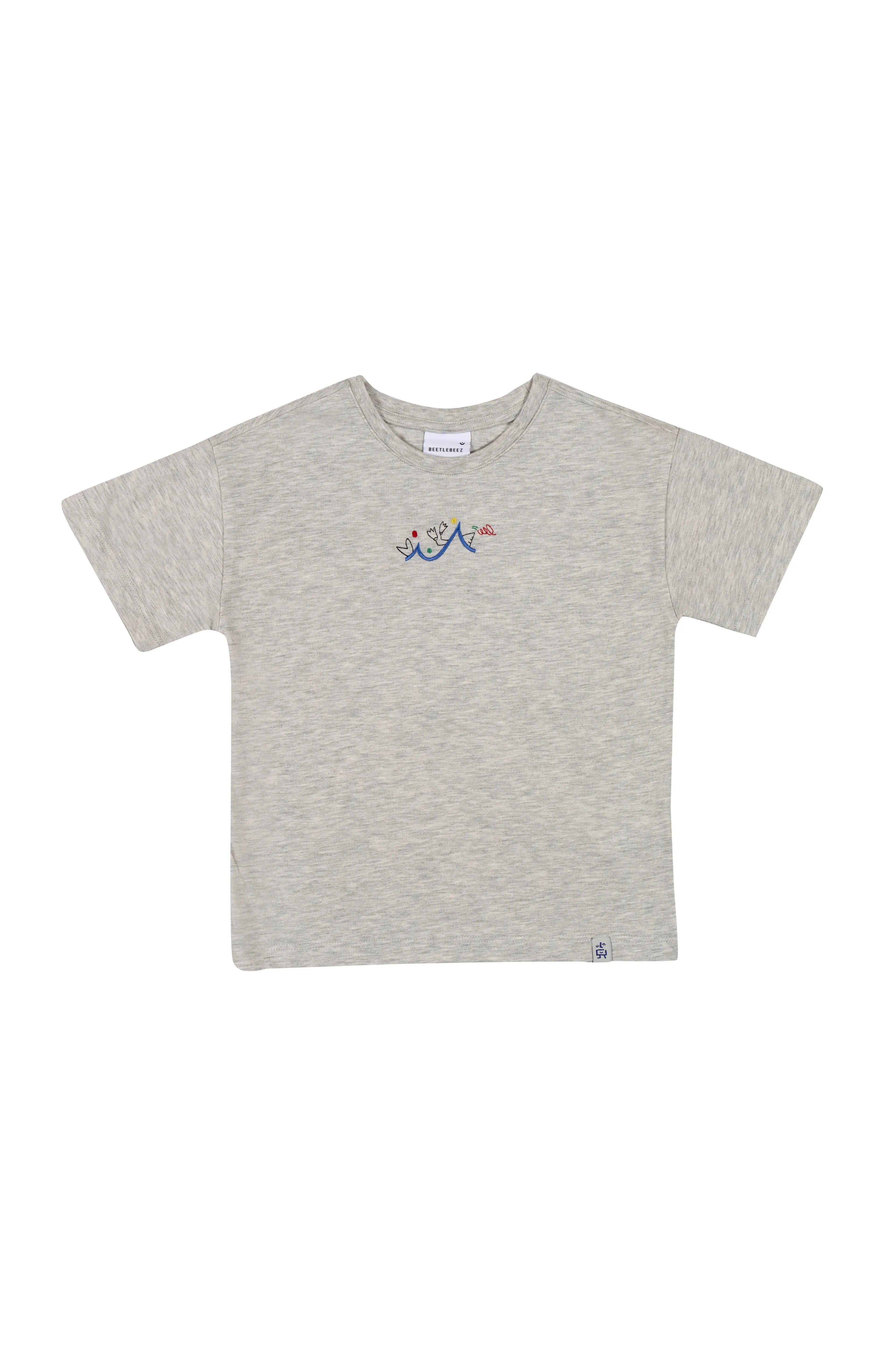 BeetleBeez-Follow the Lines Oversize T-Shirt - Gri Melanj