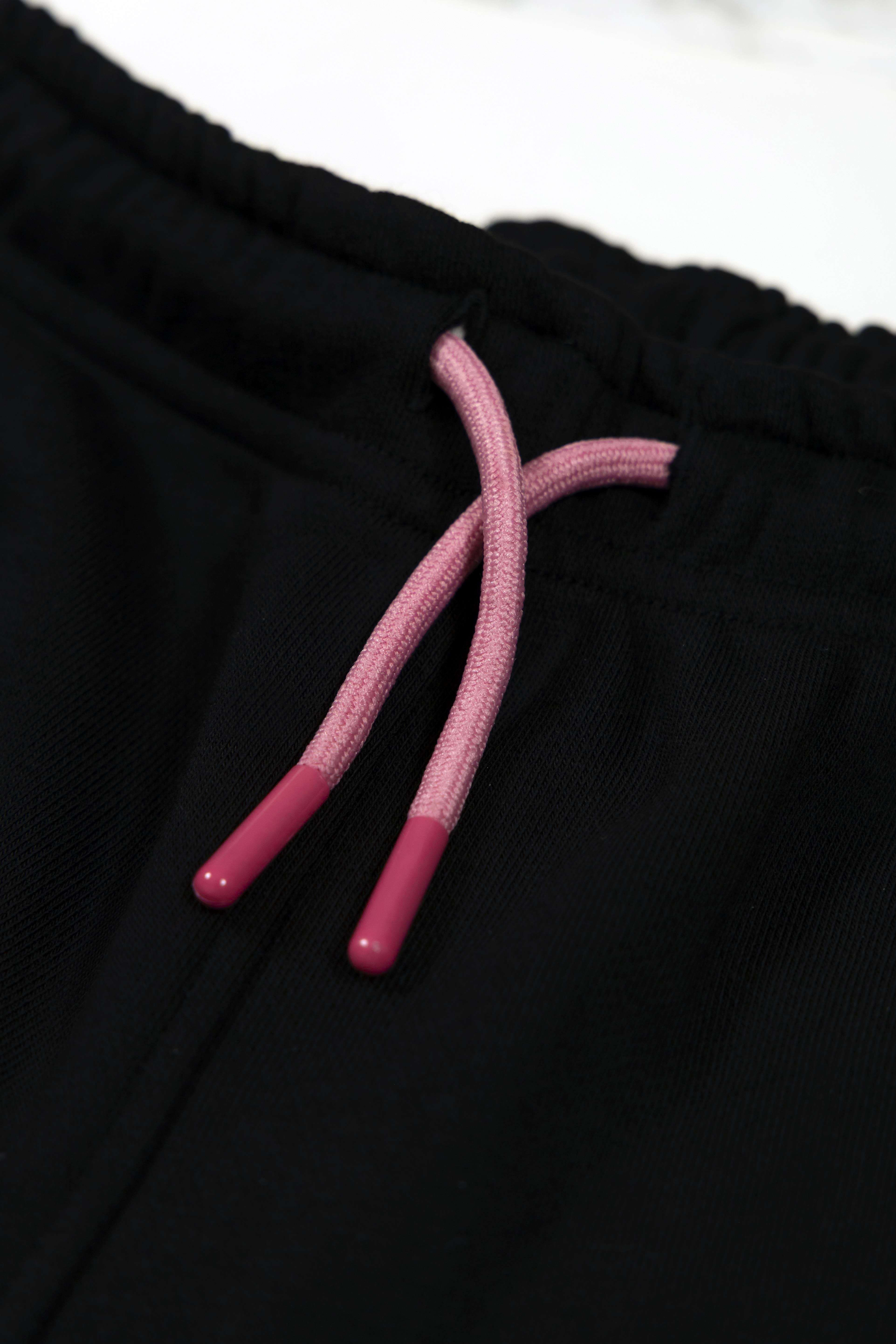 BeetleBeez-Funny Pembe Monster Jogger Eşofman Altı - Siyah (Pembe kordon)