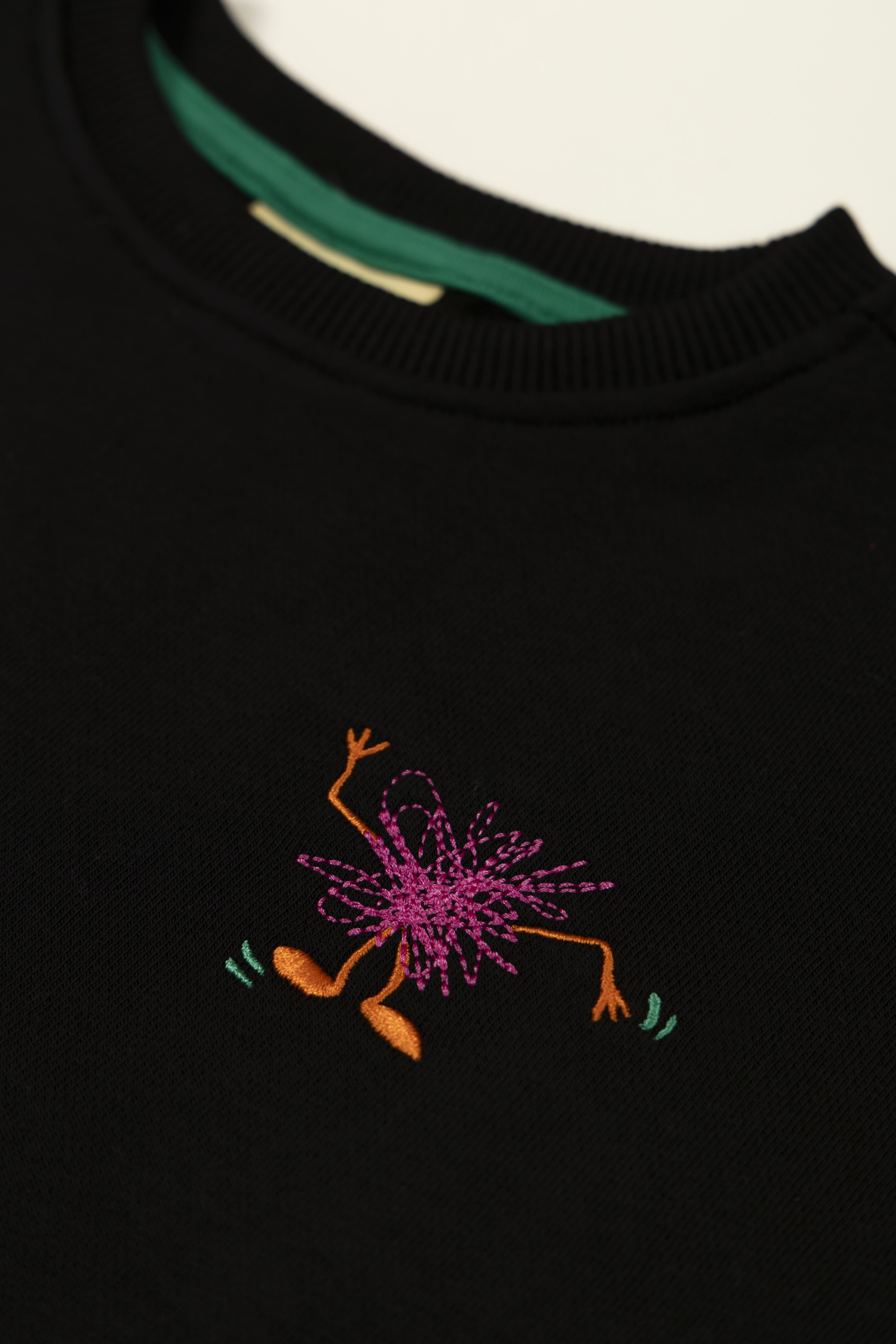 BeetleBeez- Funny Pink Monster Sweatshirt-Siyah