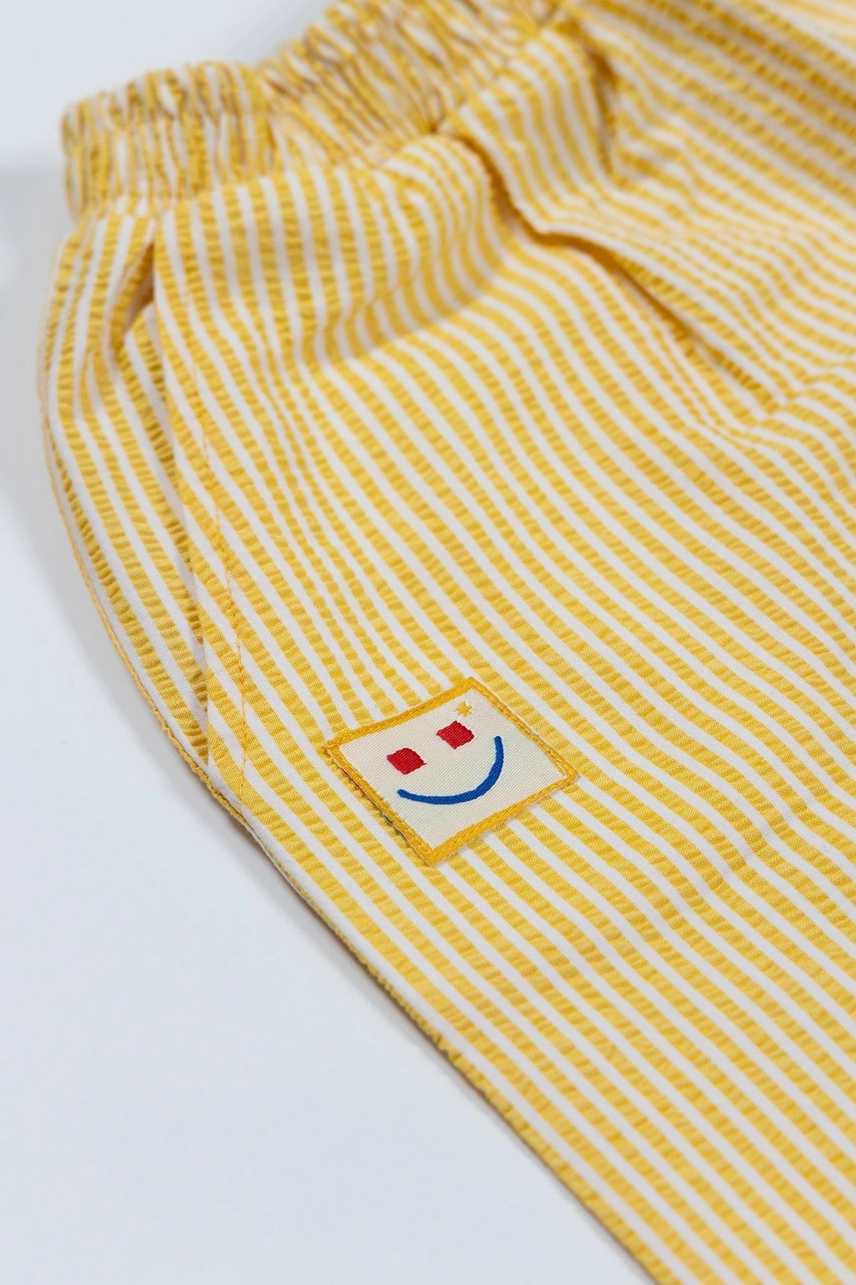 BeetleBeez-Happy Stripes Çizgili Dokuma Baggy Pantolon – Sarı