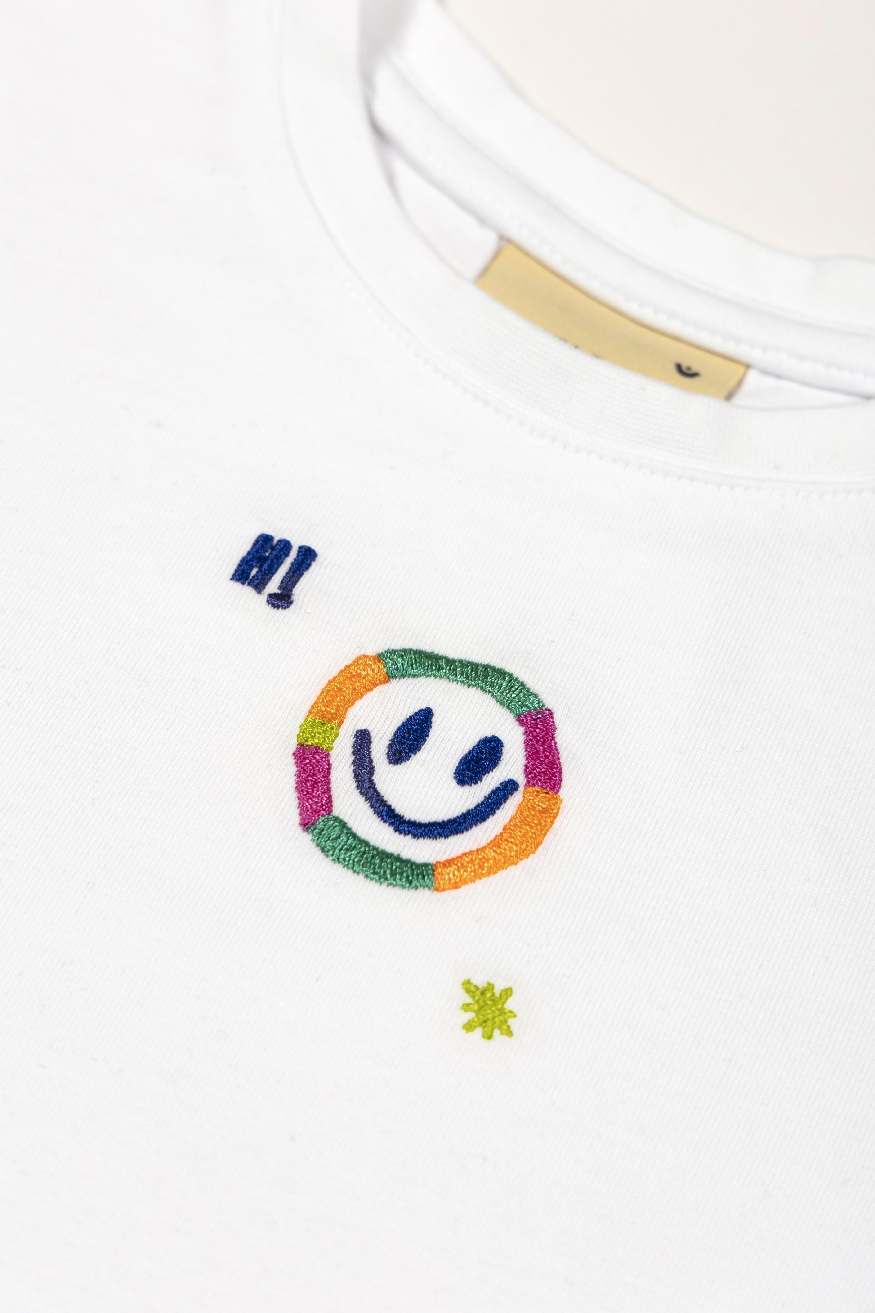 BeetleBeez- Hi Smiley Uzun Kollu Tshirt-Beyaz