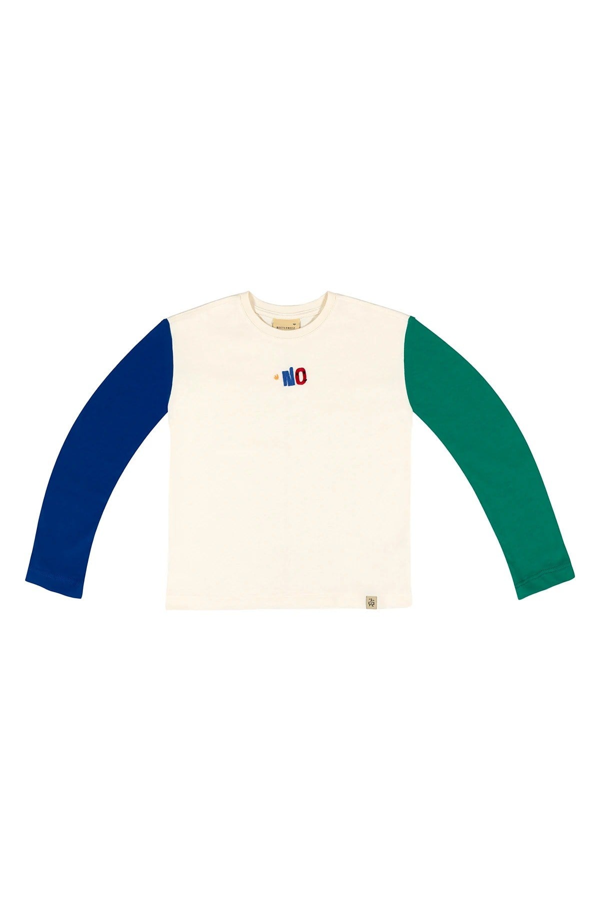 BeetleBeez- NO Color Block Uzun Kollu T-Shirt - Ekru
