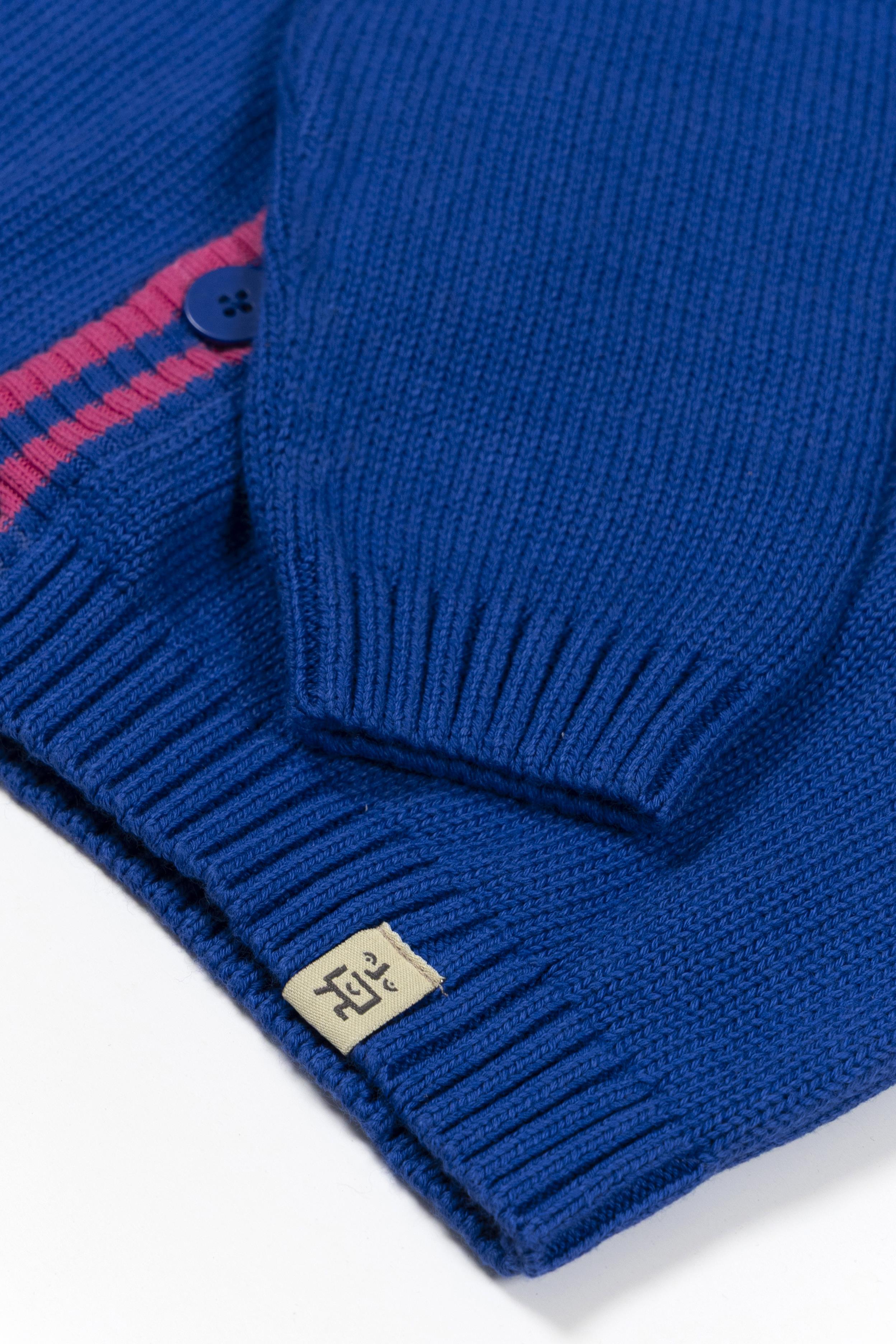 BeetleBeez- Striped Triko Hırka - Mavi (Mavi & Pembe & Lime Çizgili)