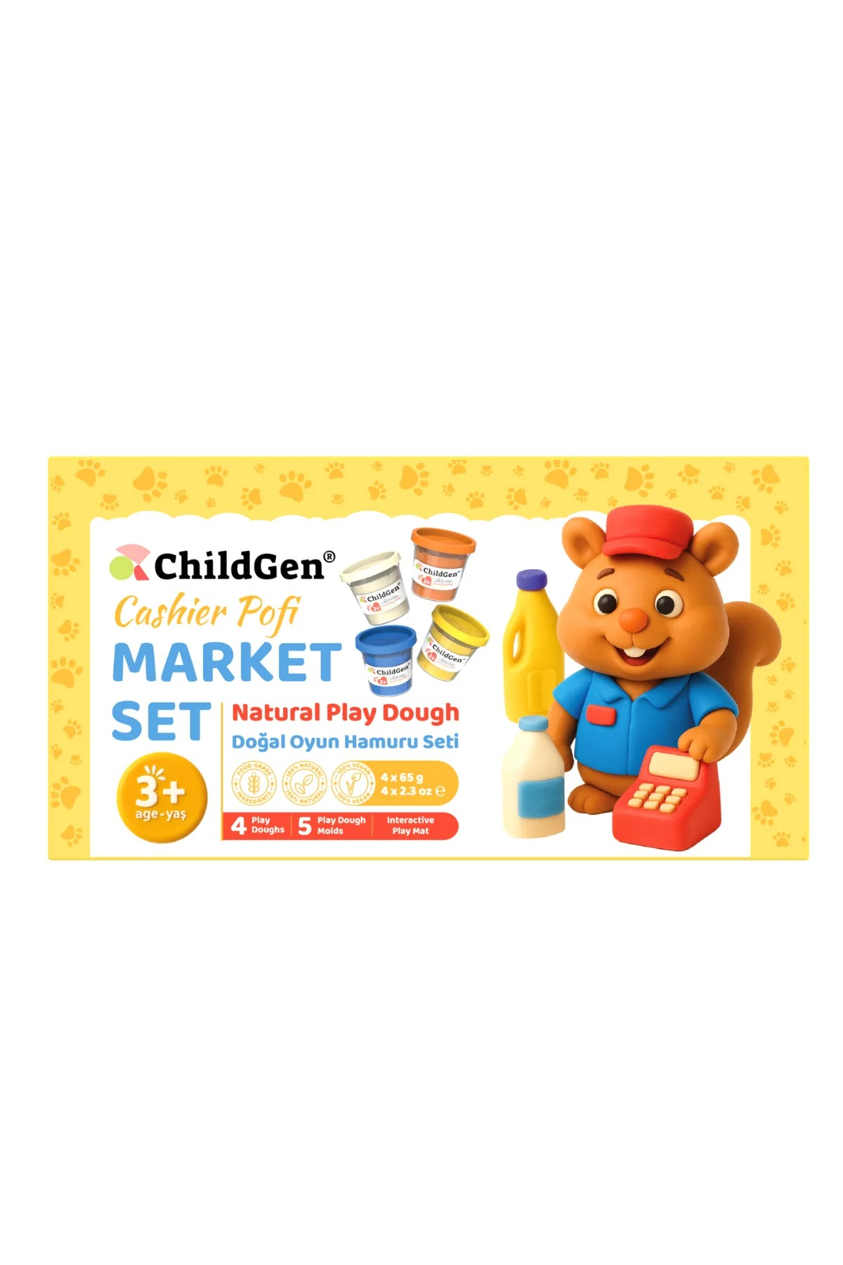 ChildGen Doğal Oyun Hamuru Sevimli Patiler - Market Set