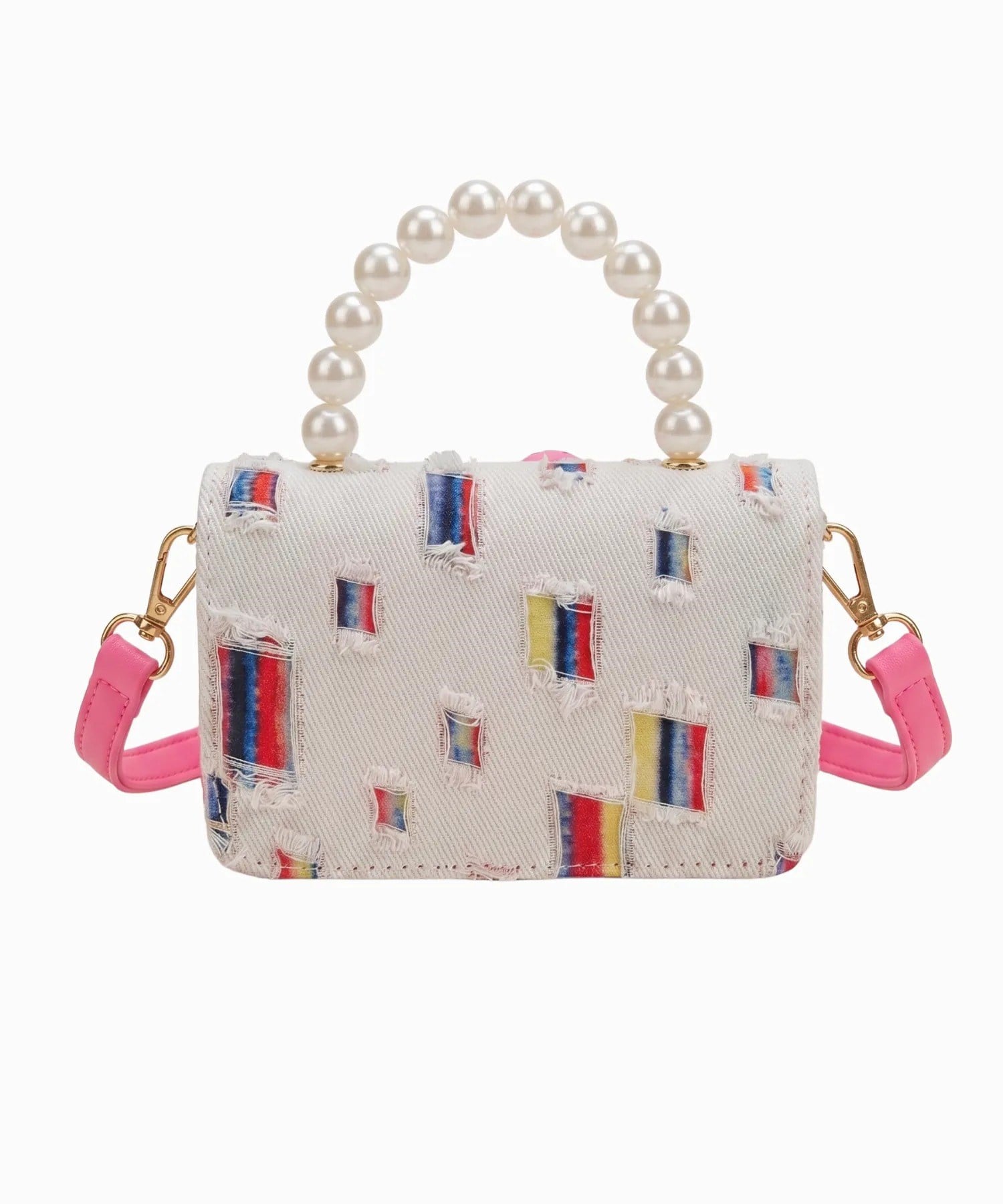 Chocogirl Perla Mini Patchwork Beyaz-Jean Renk Kız Çocuk Çantası
