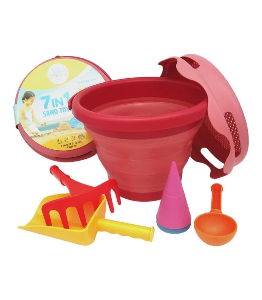 compacToys - 7in1 Plaj Kovası Seti - Kırmızı