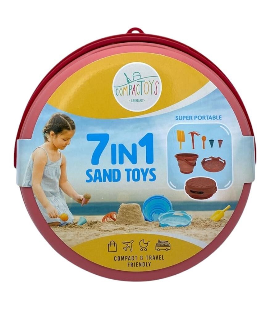 compacToys - 7in1 Plaj Kovası Seti - Kırmızı