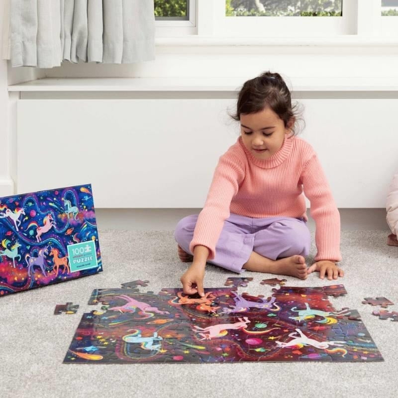Crocodile Creek Puzzle-100 Parça-Unicorn Galaksi