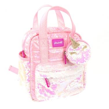Girabrilla-Puffer Mini Sırt Çantası-Unicorn Anahtarlıklı-Turkuaz Pembe