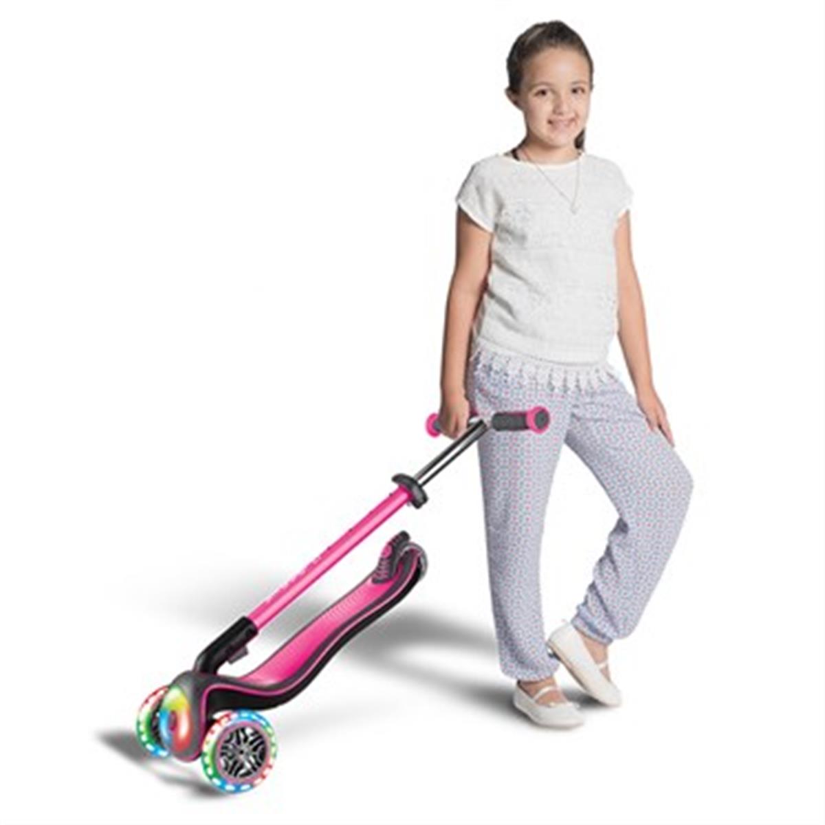 Globber Elite  Deluxe Flash Full Işıklı Scooter-Pembe