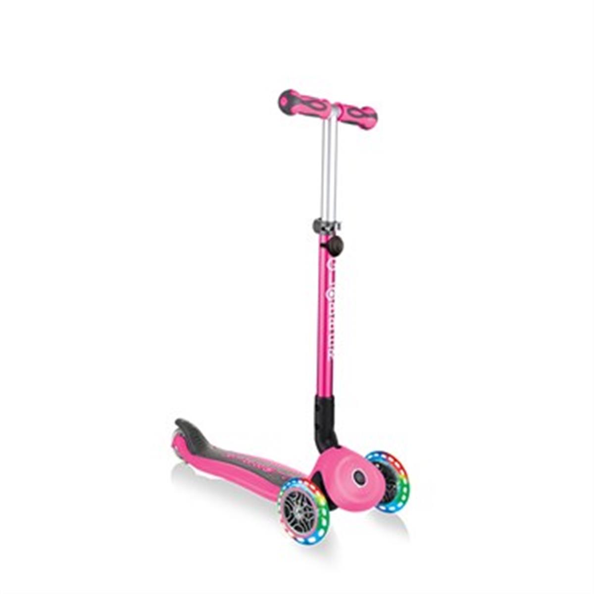 Globber Go Up Deluxe Işıklı Scooter-Pembe
