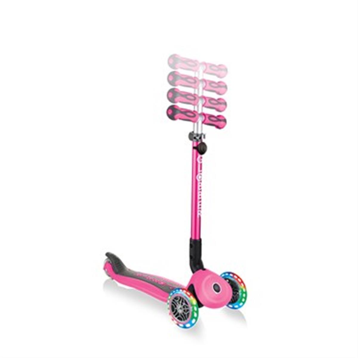 Globber Go Up Deluxe Işıklı Scooter-Pembe