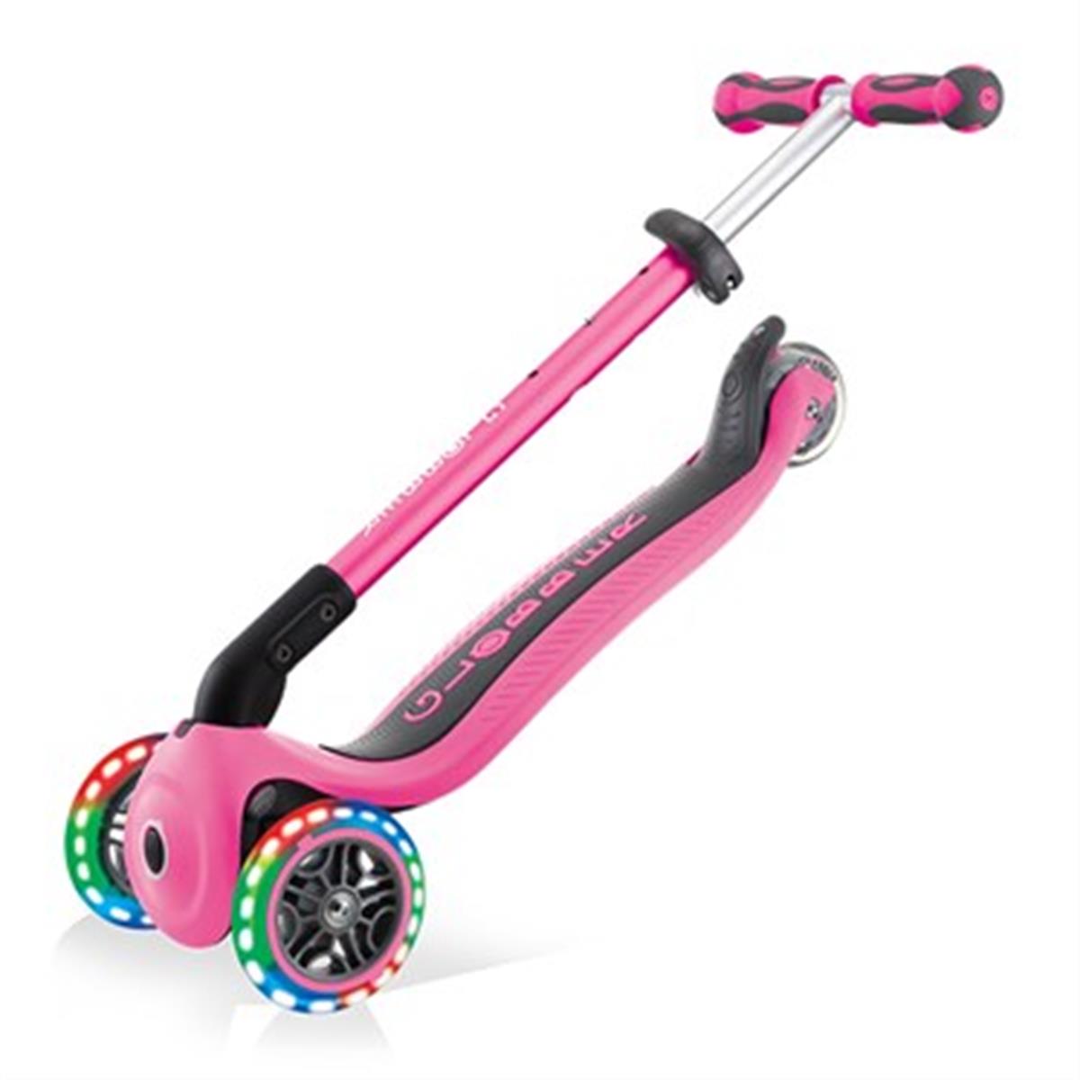 Globber Go Up Deluxe Işıklı Scooter-Pembe