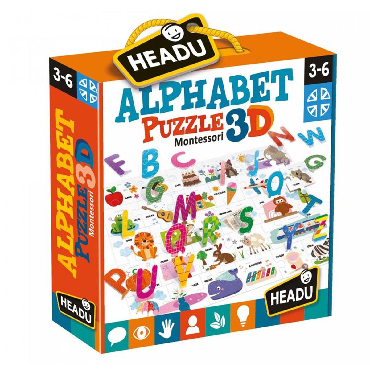 Headu - Montessori Alphabet Puzzle 3D (3-6 yaş)