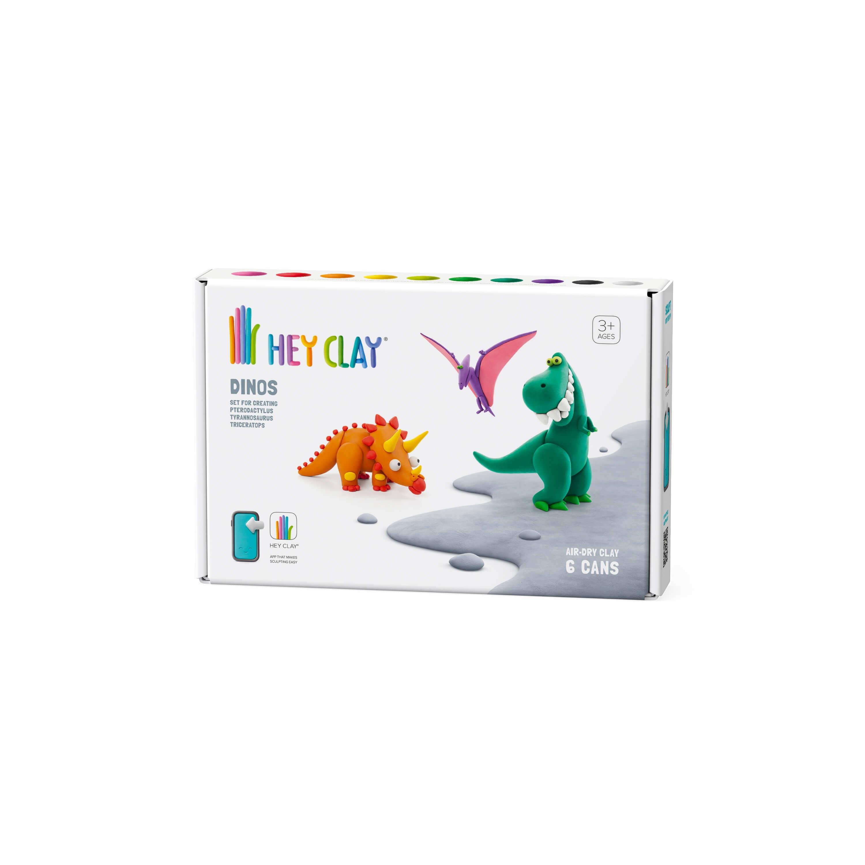 Hey Clay-Hava ile Kuruyan Kil (6'lı)- Dinozorlar(Stegosaurus, Pachycephalosaurus, Brachiosaurus)