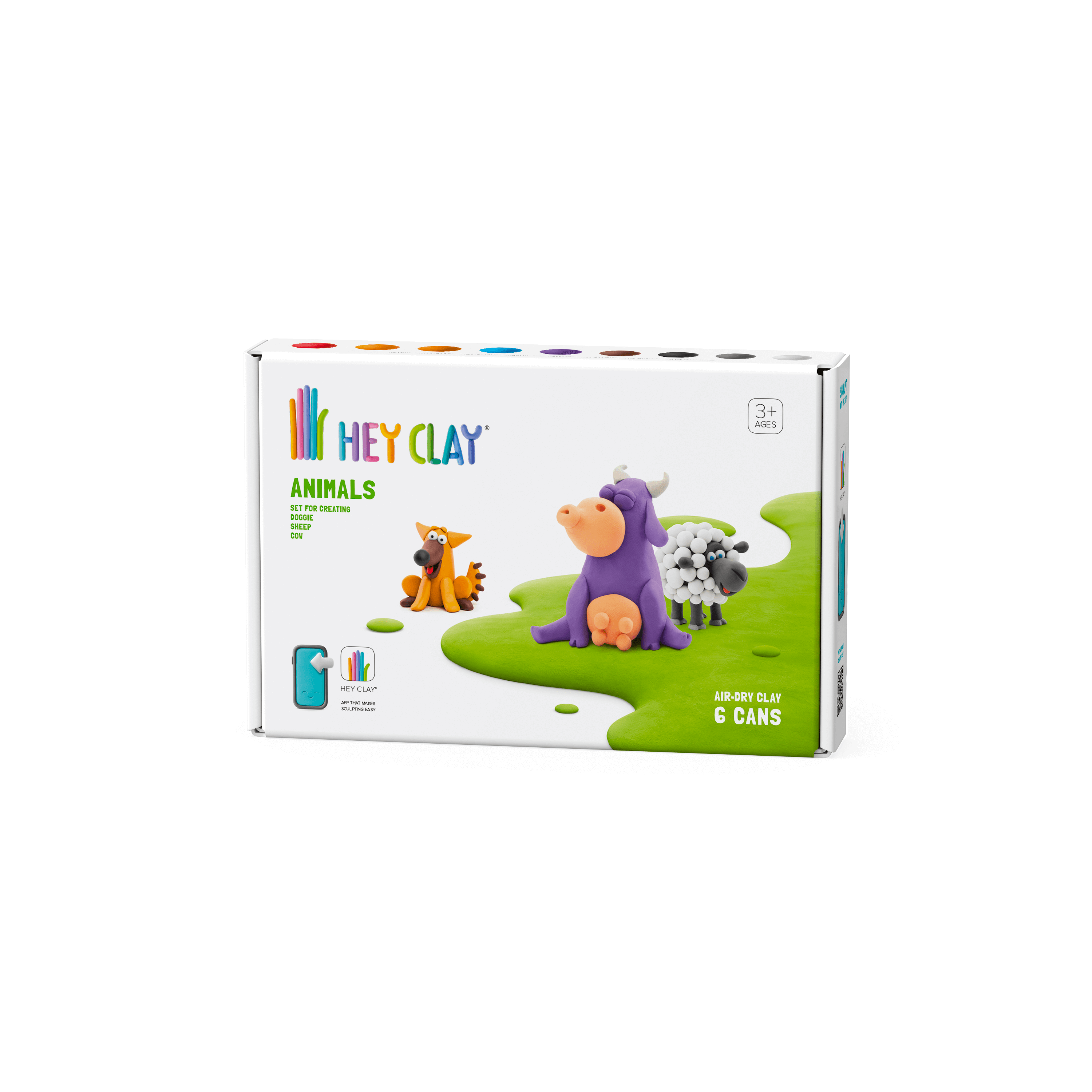 Hey Clay-Hava ile Kuruyan Kil (6'lı)- Hayvanlar(İnek, Köpek, Koyun)