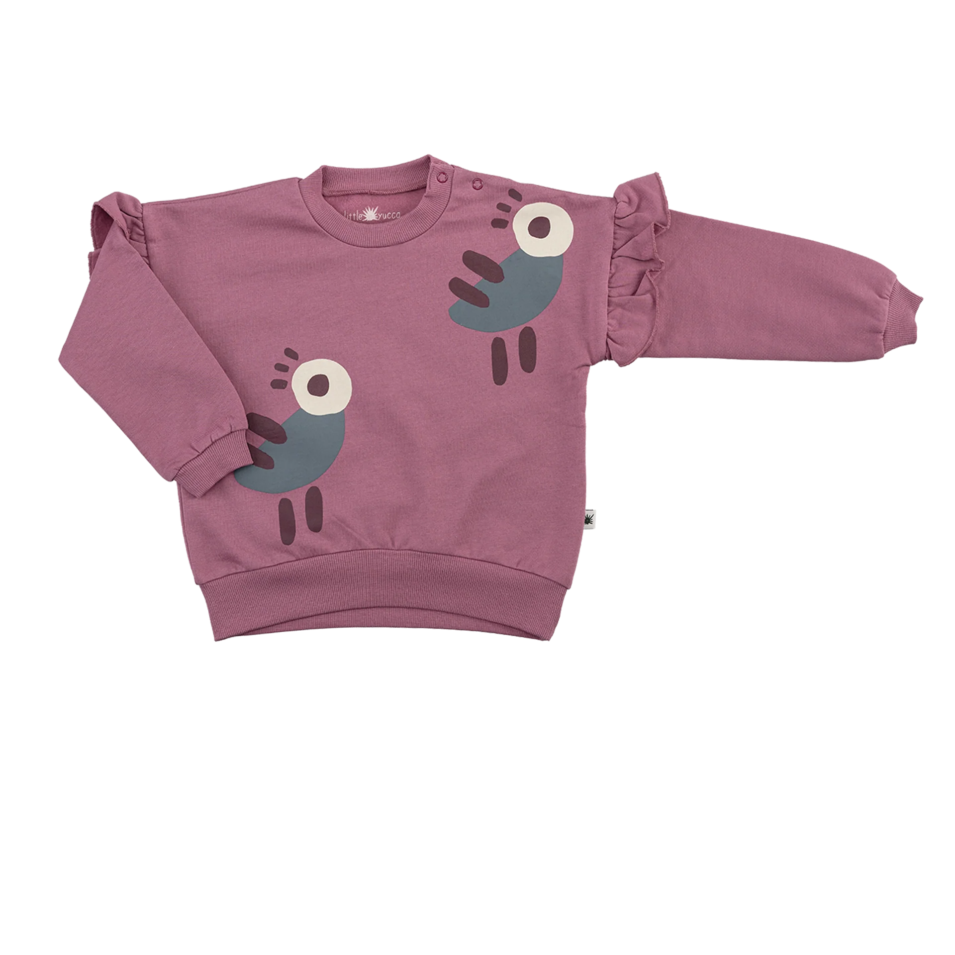 Little Yucca-Frills Sweatshirt-Koyu Pembe