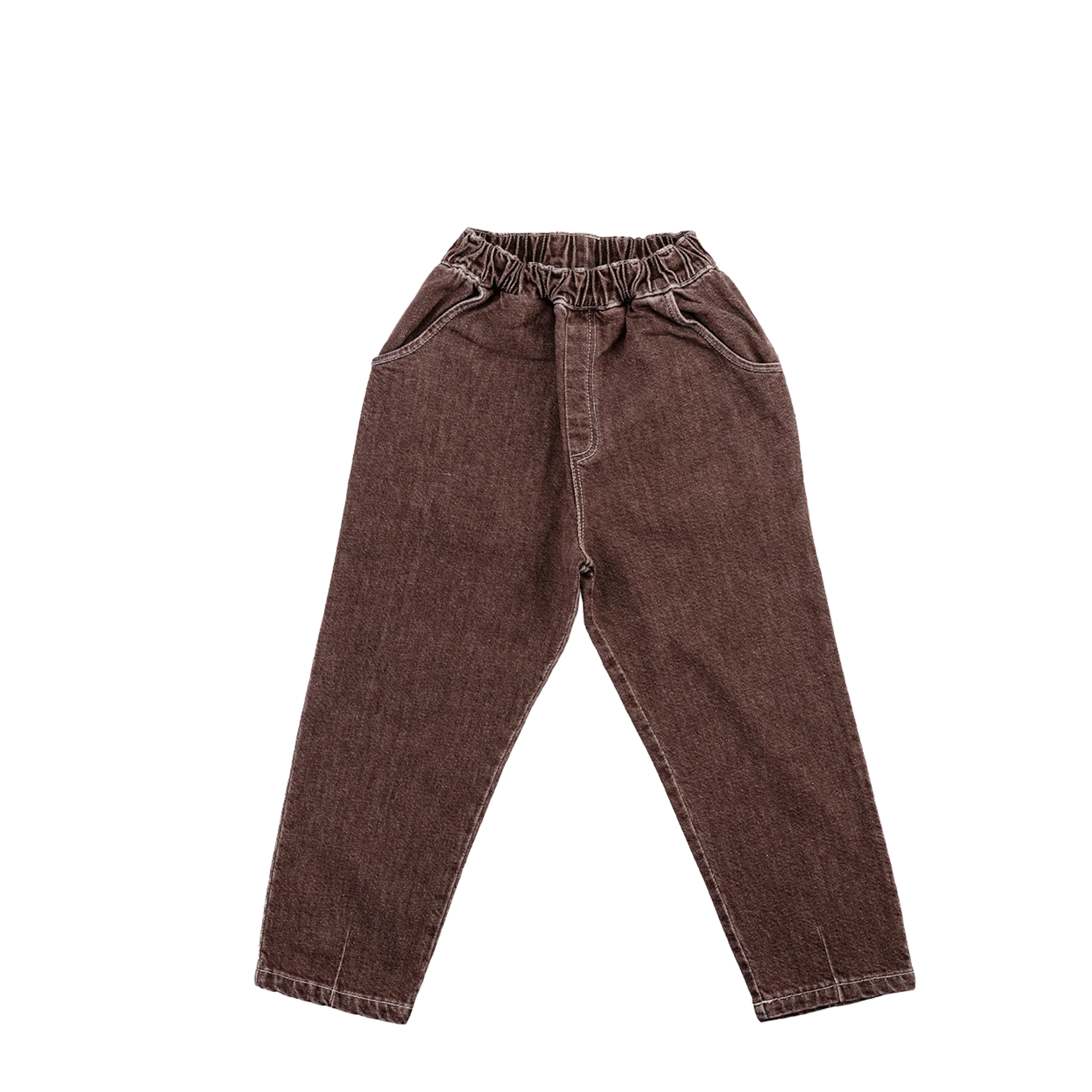 Little Yucca-Slouchy Denim Pantolon-Mor Kahve