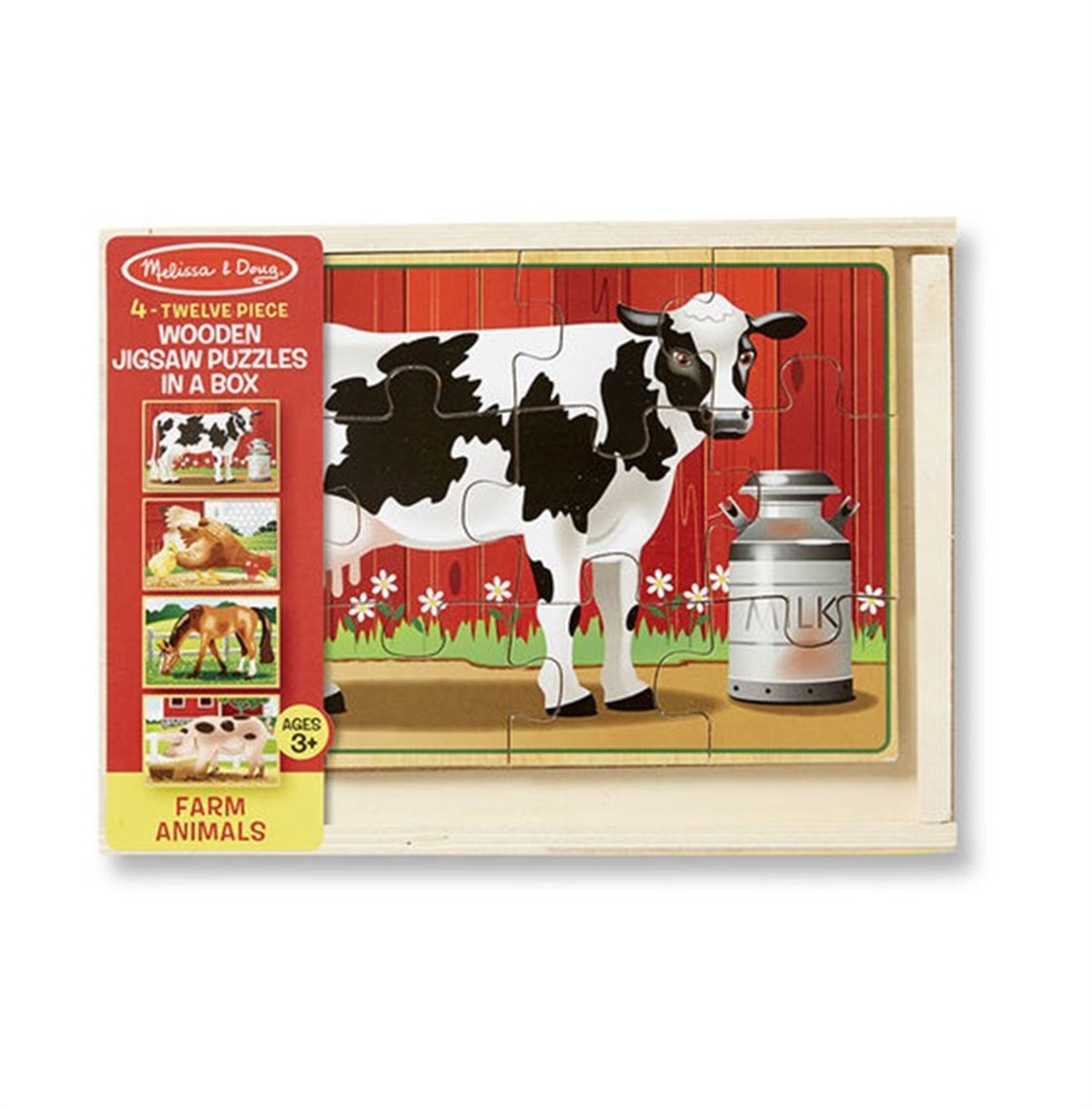 Melissa Doug Ahşap 12x4 Yapboz Seti-Çiftlik Hayvanlar